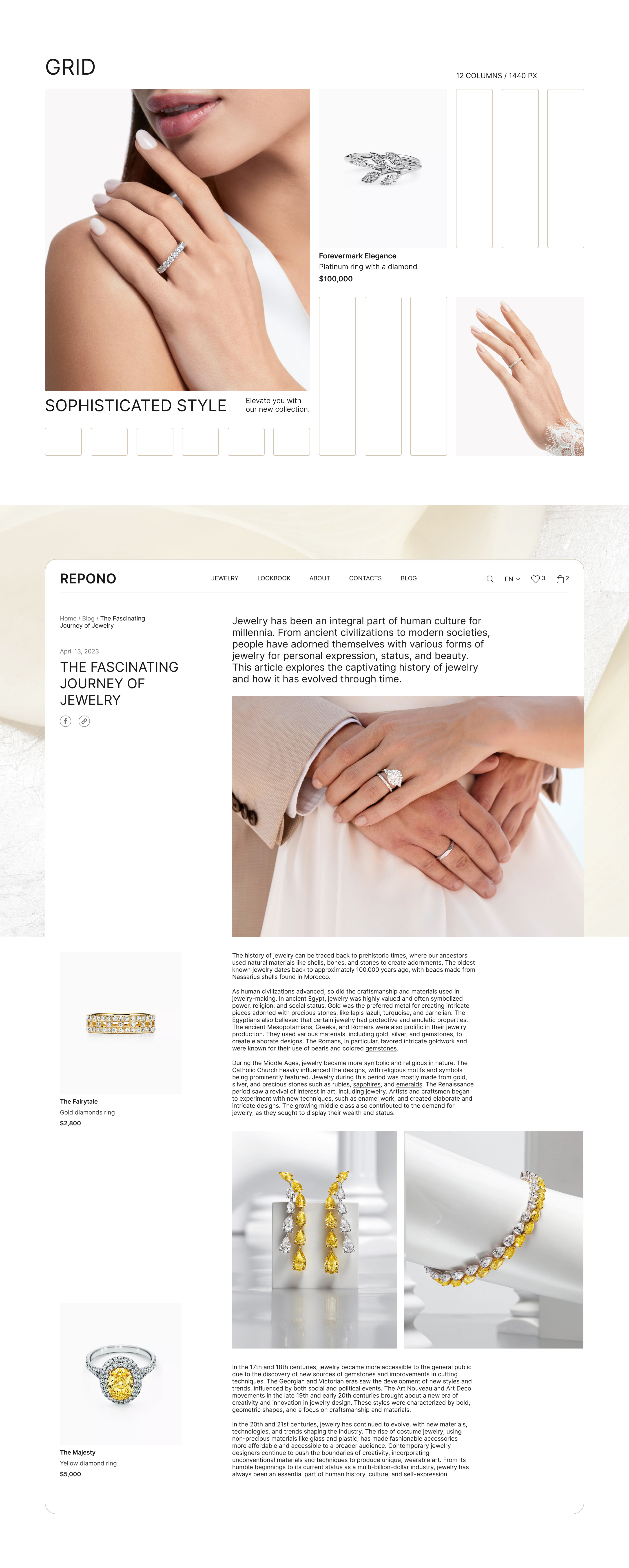 REPONO JEWELRY | E-commerce website design — Изображение №5 — Интерфейсы, Брендинг на Dprofile