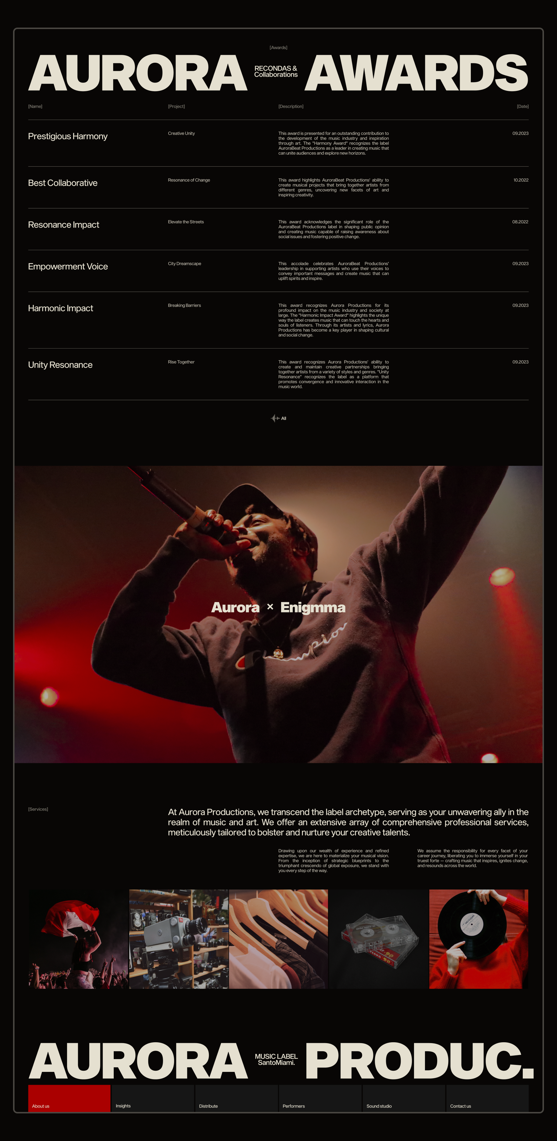 Aurora Productions | Website design & Branding — Изображение №3 — Интерфейсы, Брендинг на Dprofile