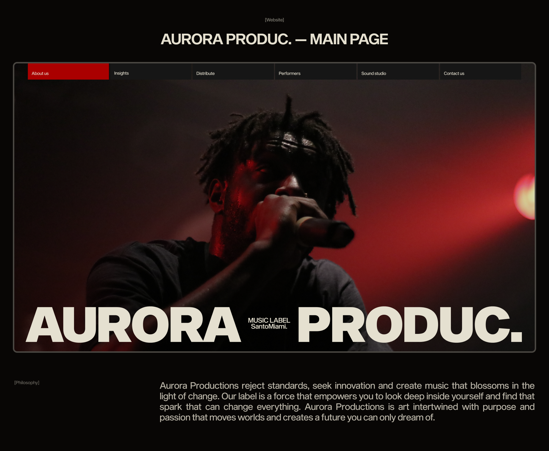 Aurora Productions | Website design & Branding — Изображение №2 — Интерфейсы, Брендинг на Dprofile