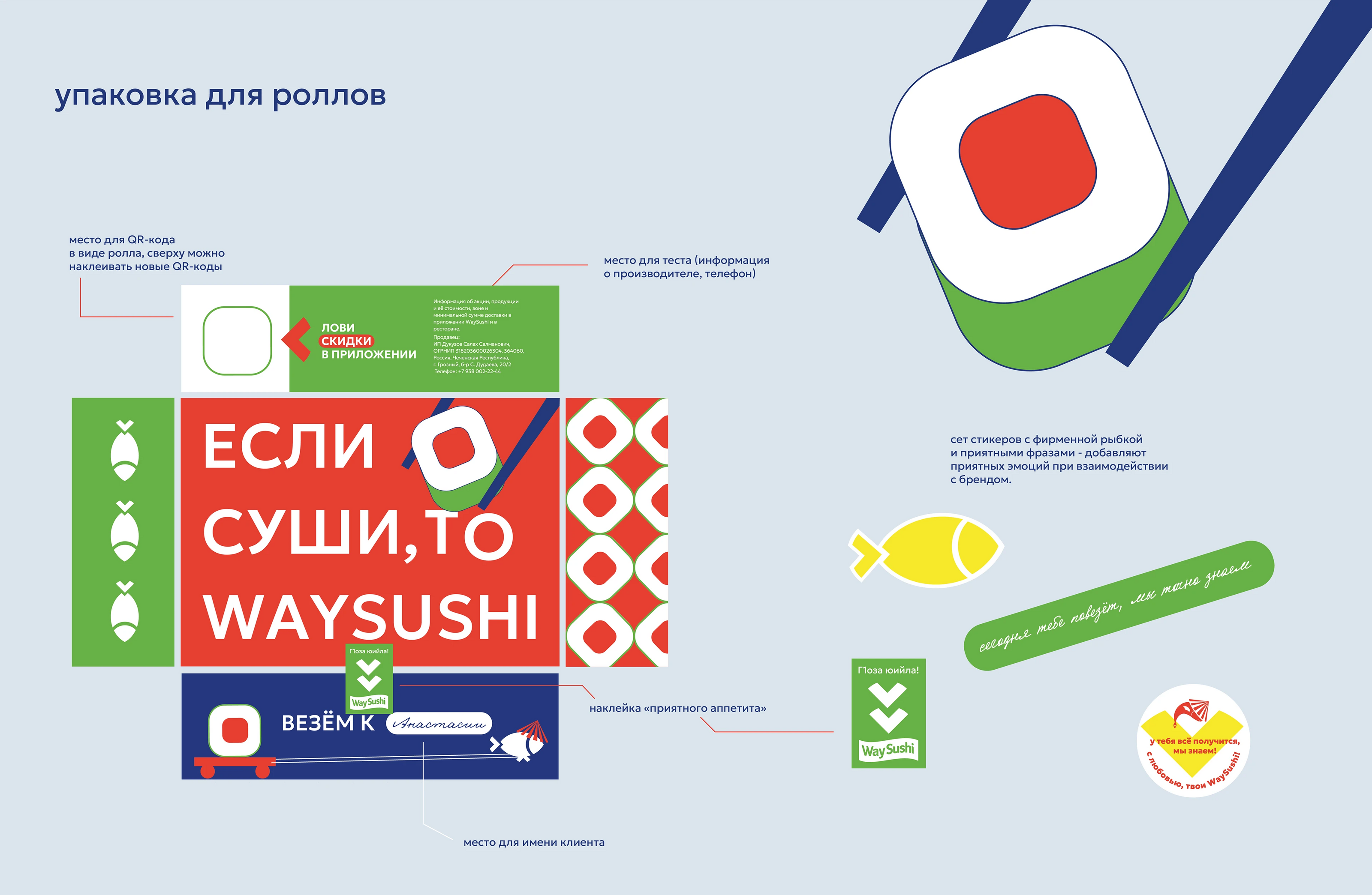 Дизайн упаковки для доставки еды WaySushi — Изображение №2 — Брендинг, Иллюстрация на Dprofile