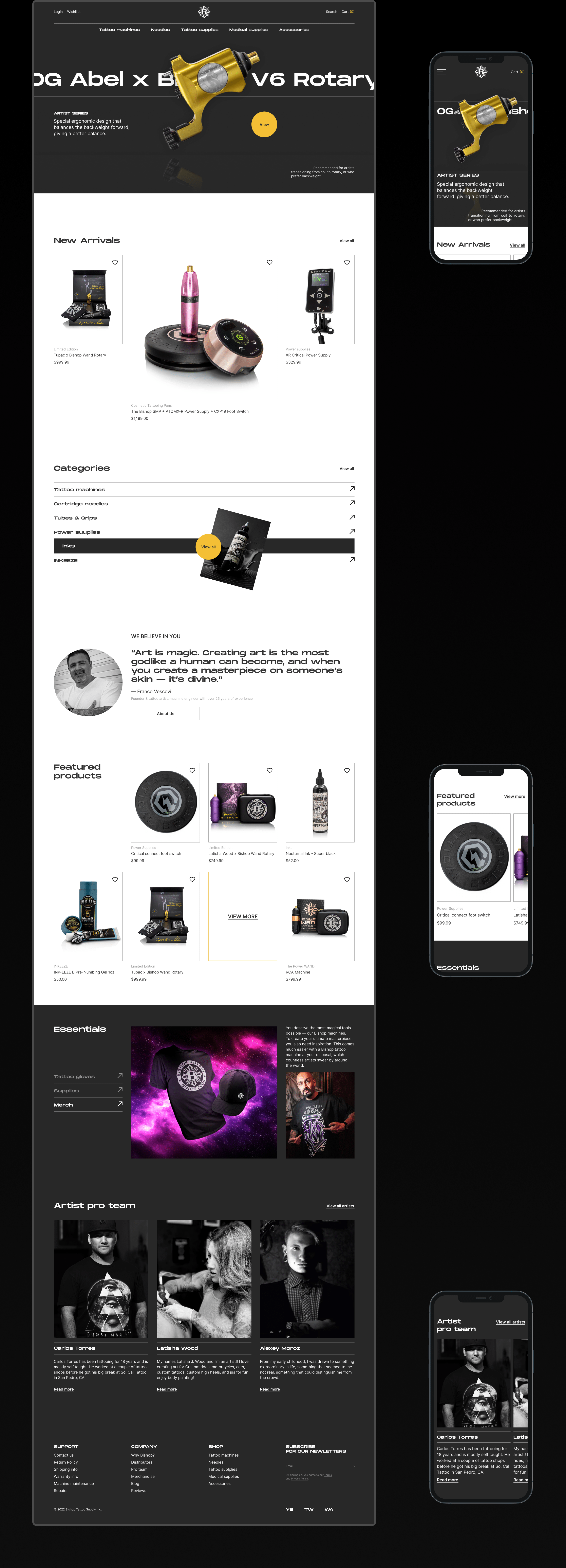 Bishop tattoo supply | e-commerce redesign — Изображение №2 — Интерфейсы, Иллюстрация на Dprofile