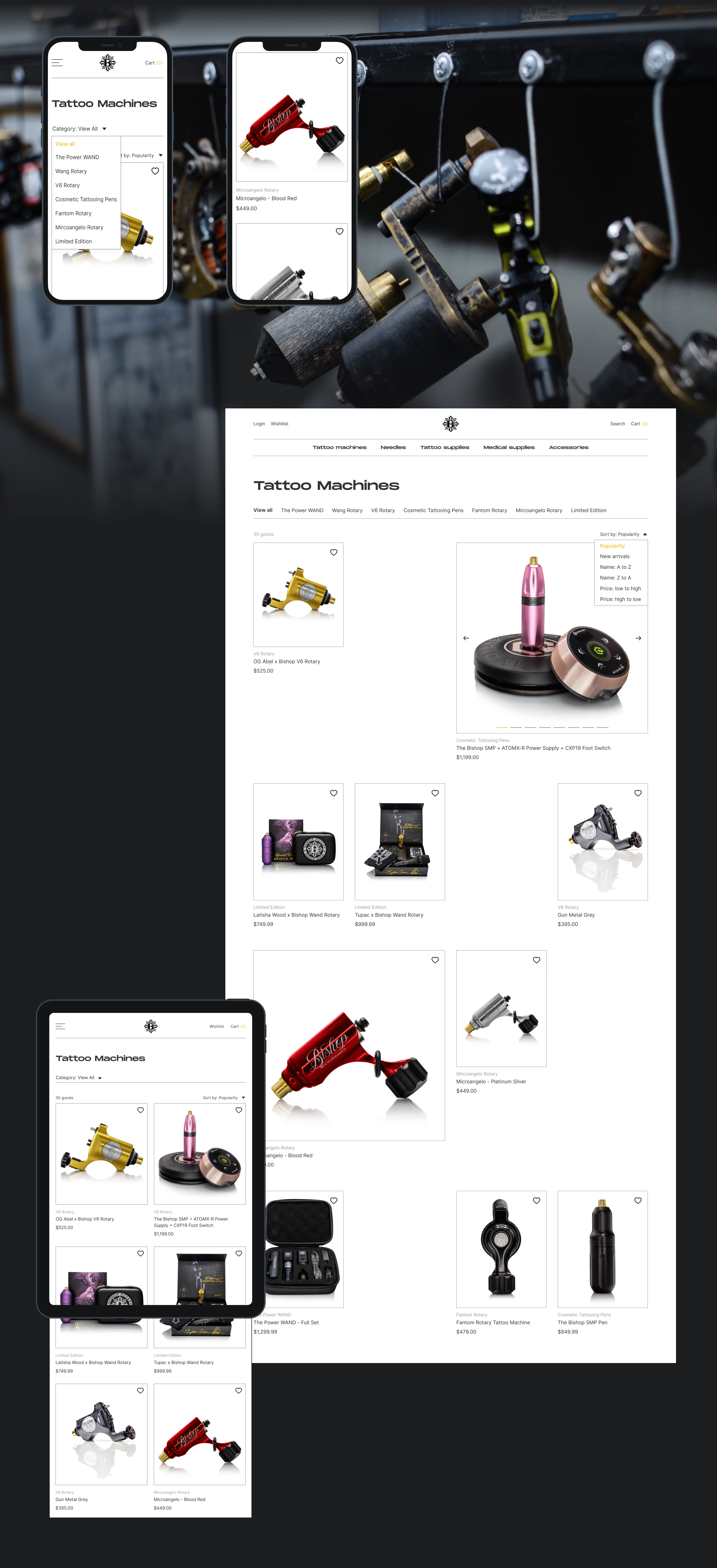Bishop tattoo supply | e-commerce redesign — Изображение №4 — Интерфейсы, Иллюстрация на Dprofile