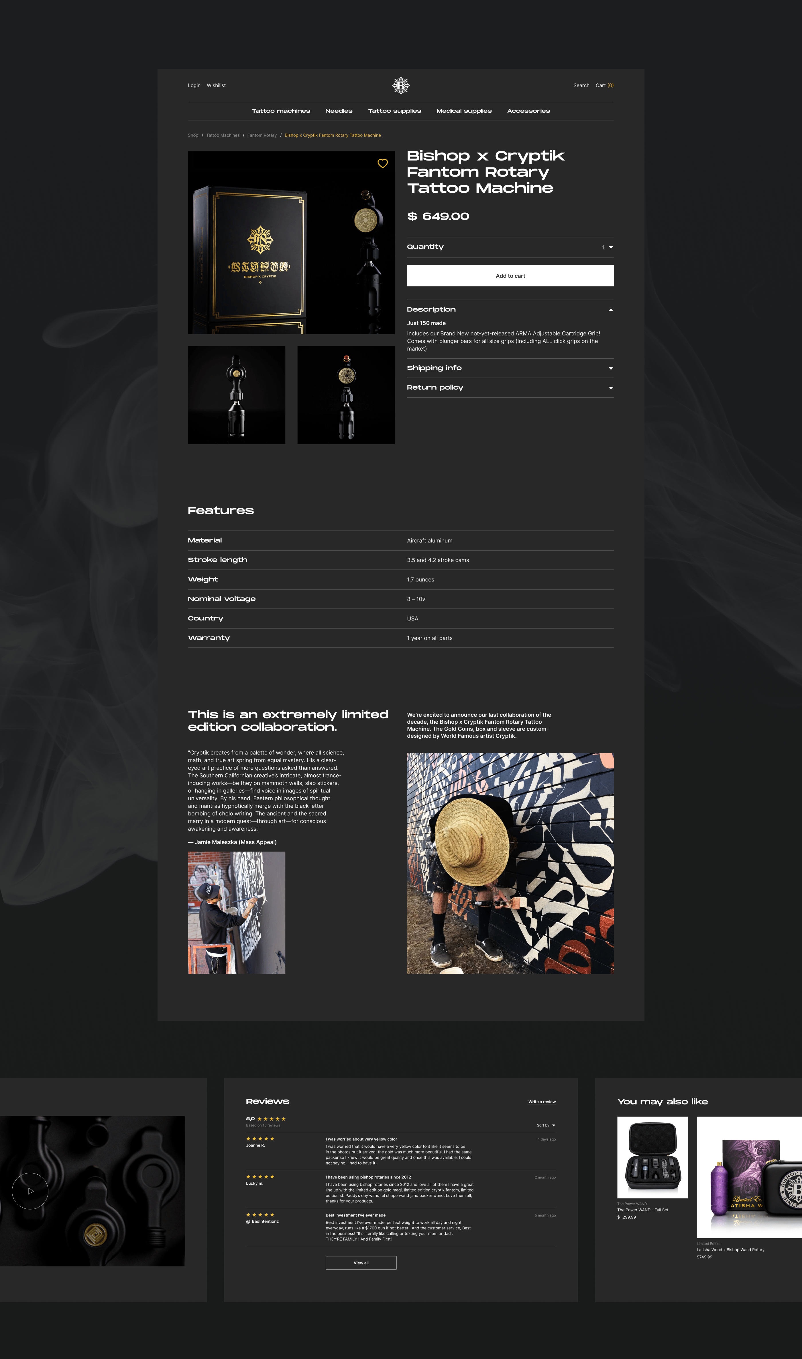 Bishop tattoo supply | e-commerce redesign — Изображение №6 — Интерфейсы, Иллюстрация на Dprofile