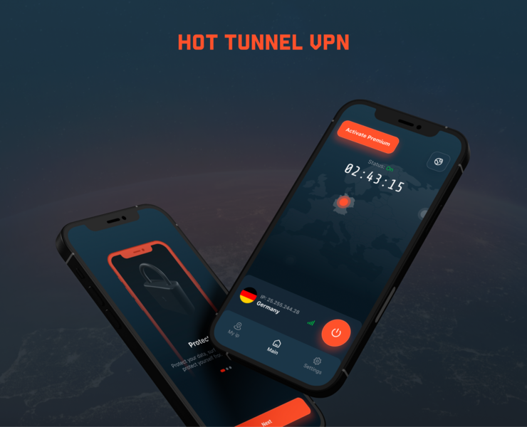 Hot Tunnel | VPN service - Mobile app — Интерфейсы, Анимация на Dprofile