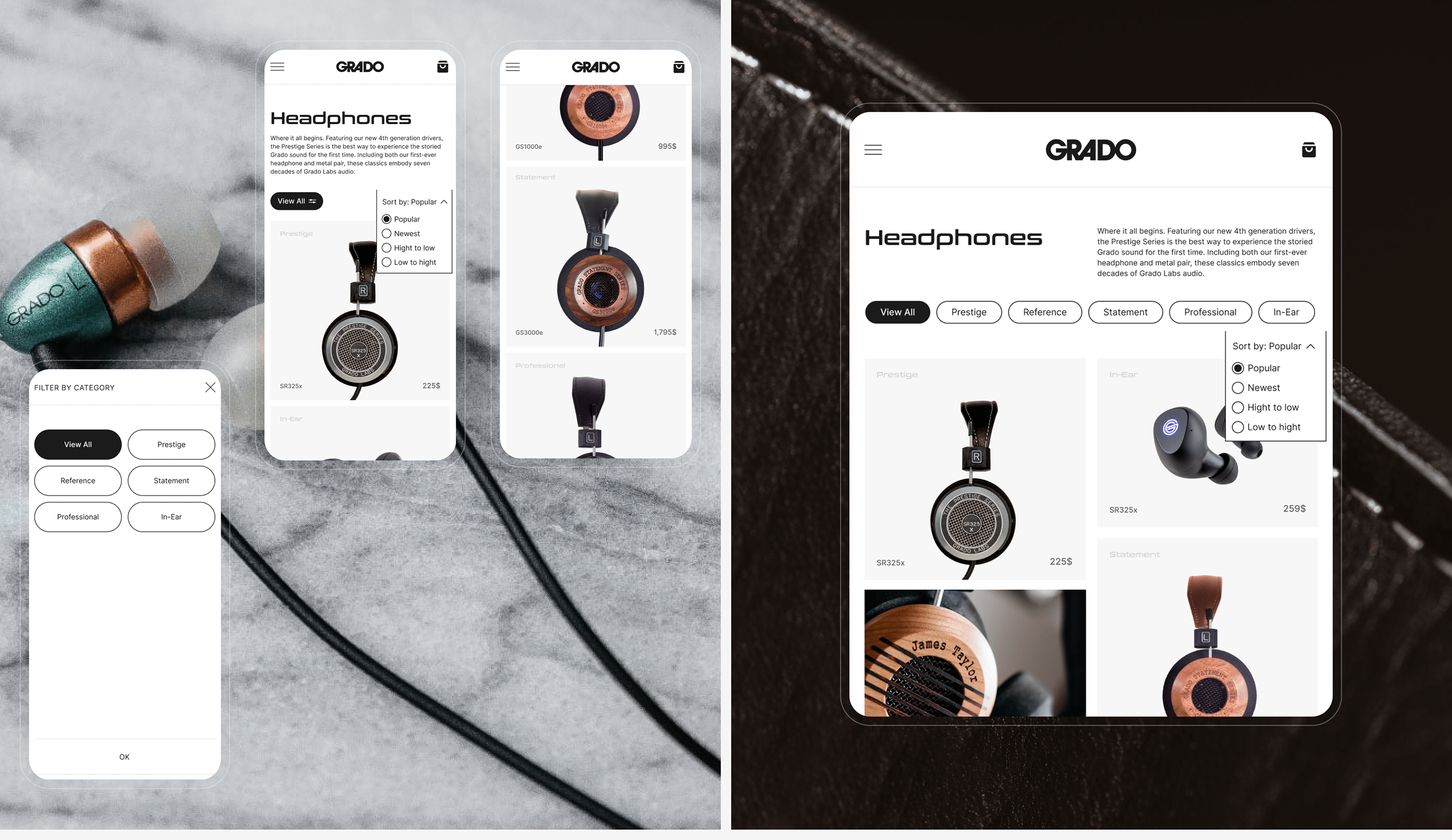GRADO | E-commerce redesign — Изображение №5 — Интерфейсы, Брендинг, Графика на Dprofile