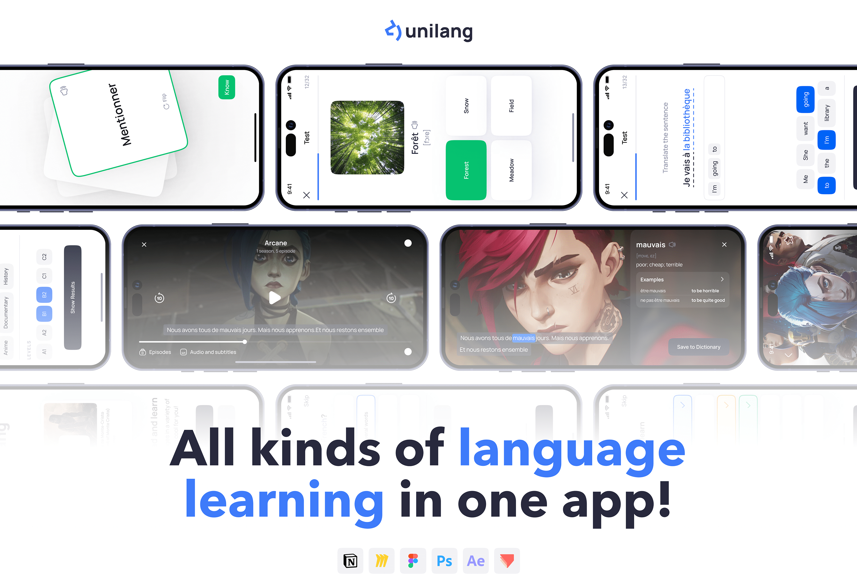 Unilang — All Kinds of Language Learning in One App — Изображение №1 — Интерфейсы, Анимация на Dprofile