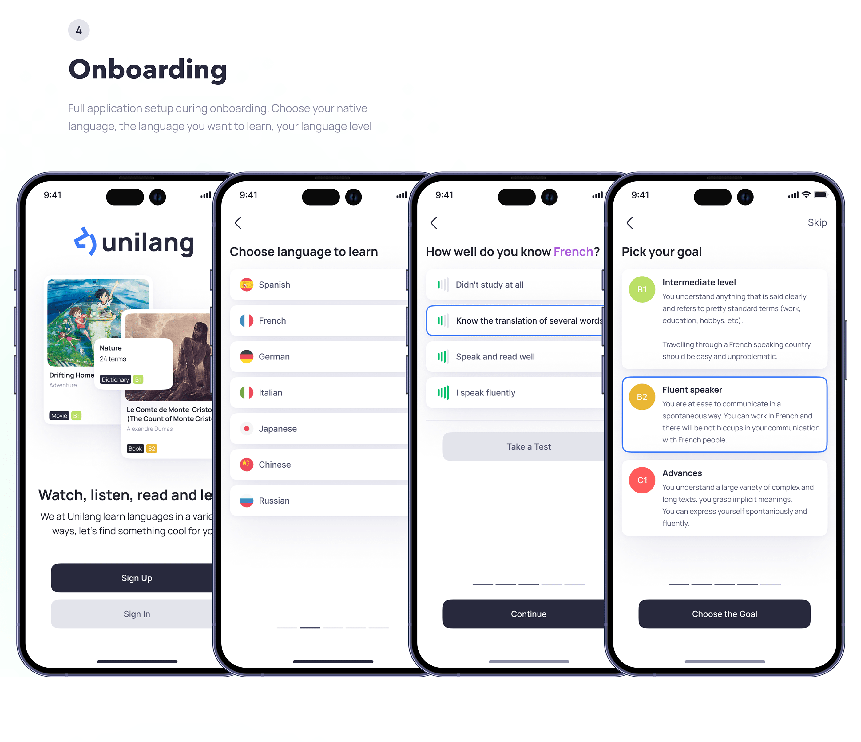 Unilang — All Kinds of Language Learning in One App — Изображение №11 — Интерфейсы, Анимация на Dprofile