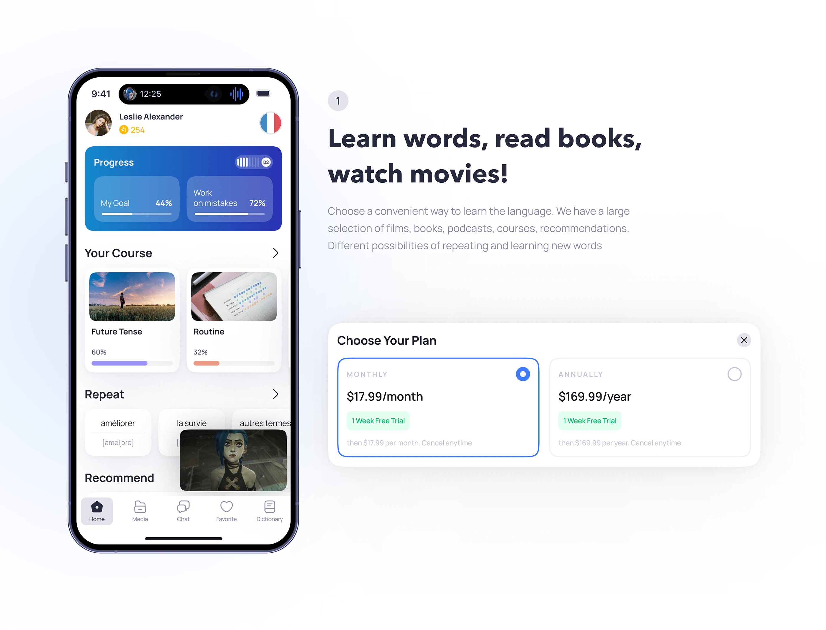Unilang — All Kinds of Language Learning in One App — Изображение №8 — Интерфейсы, Анимация на Dprofile
