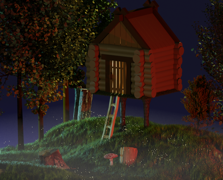 Избушка на курьих ножках Low Poly — 3D на Dprofile