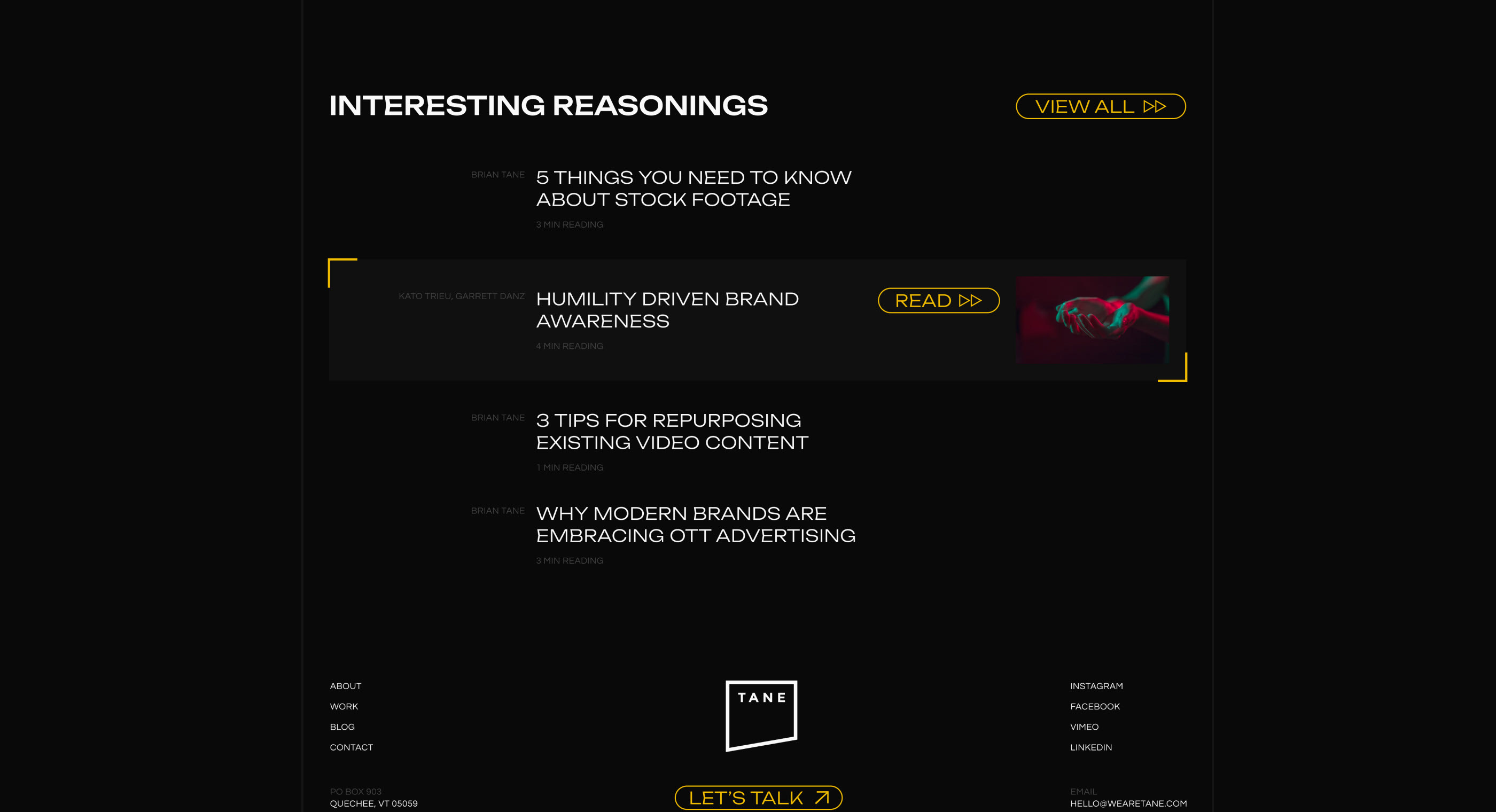 Tane | Corporate website — Изображение №4 — Интерфейсы на Dprofile