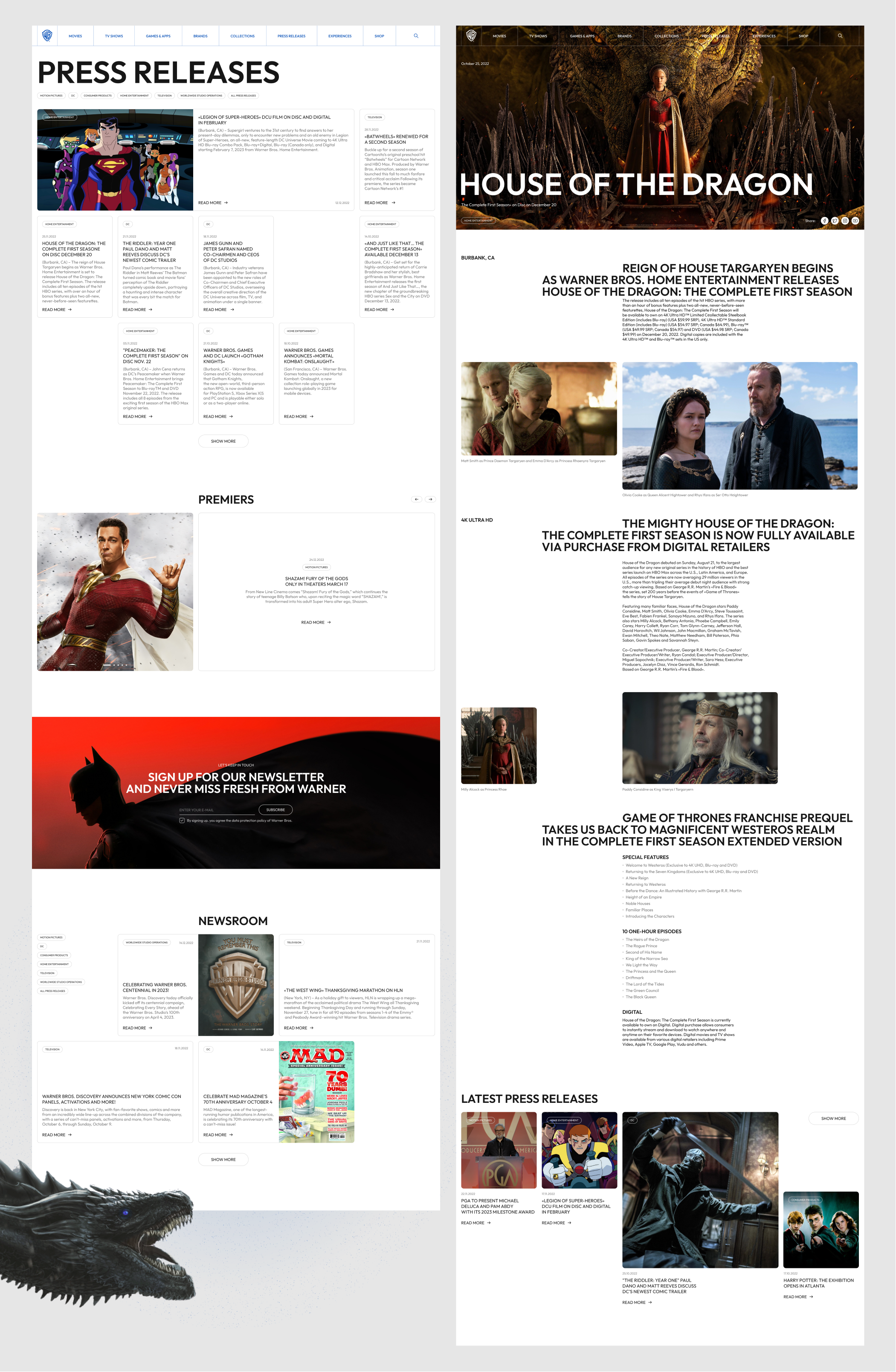 Warner Bros. | Corporate website — Изображение №9 — Интерфейсы на Dprofile