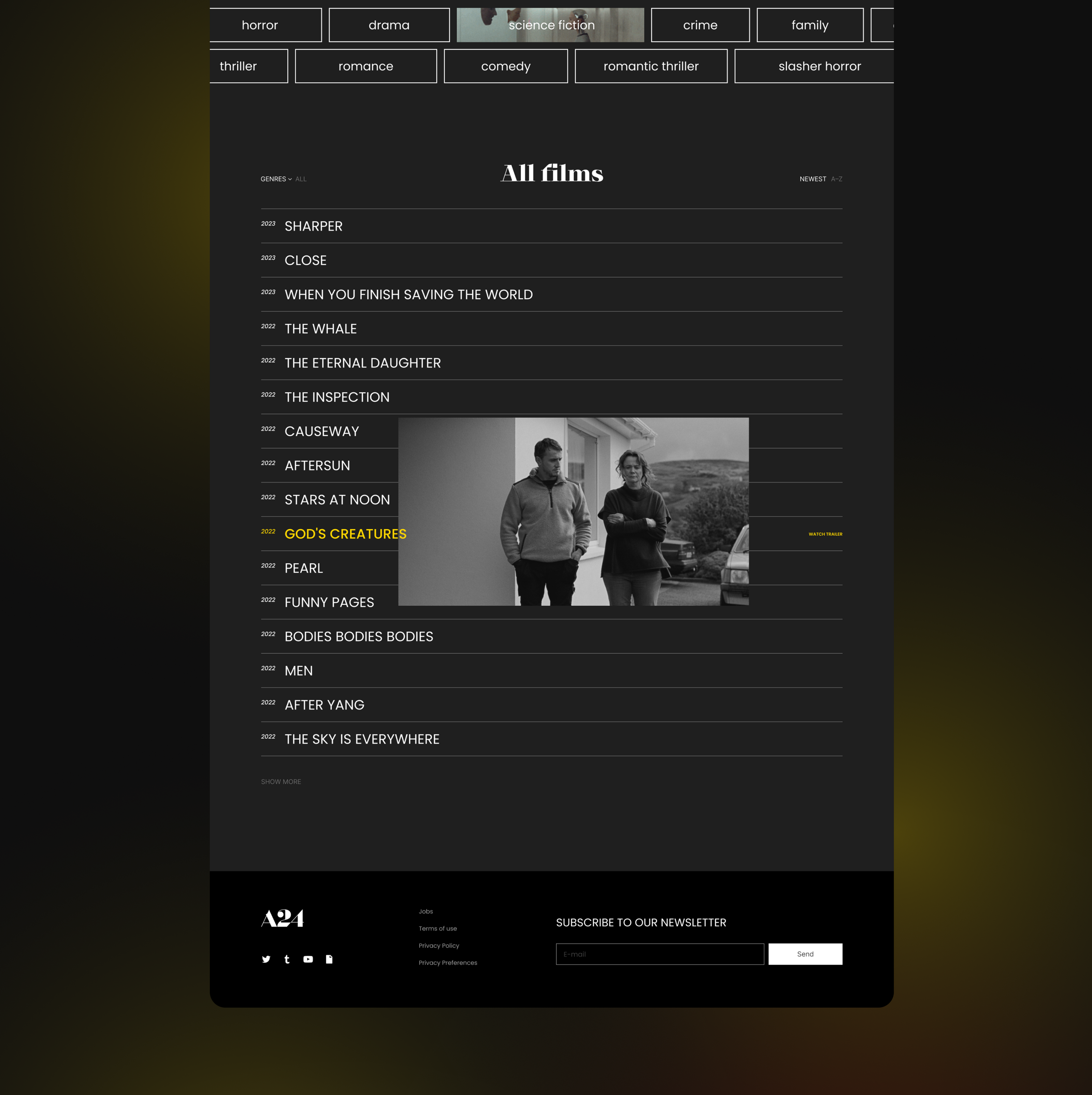 A24 Corporate website — Изображение №7 — Интерфейсы, Графика на Dprofile
