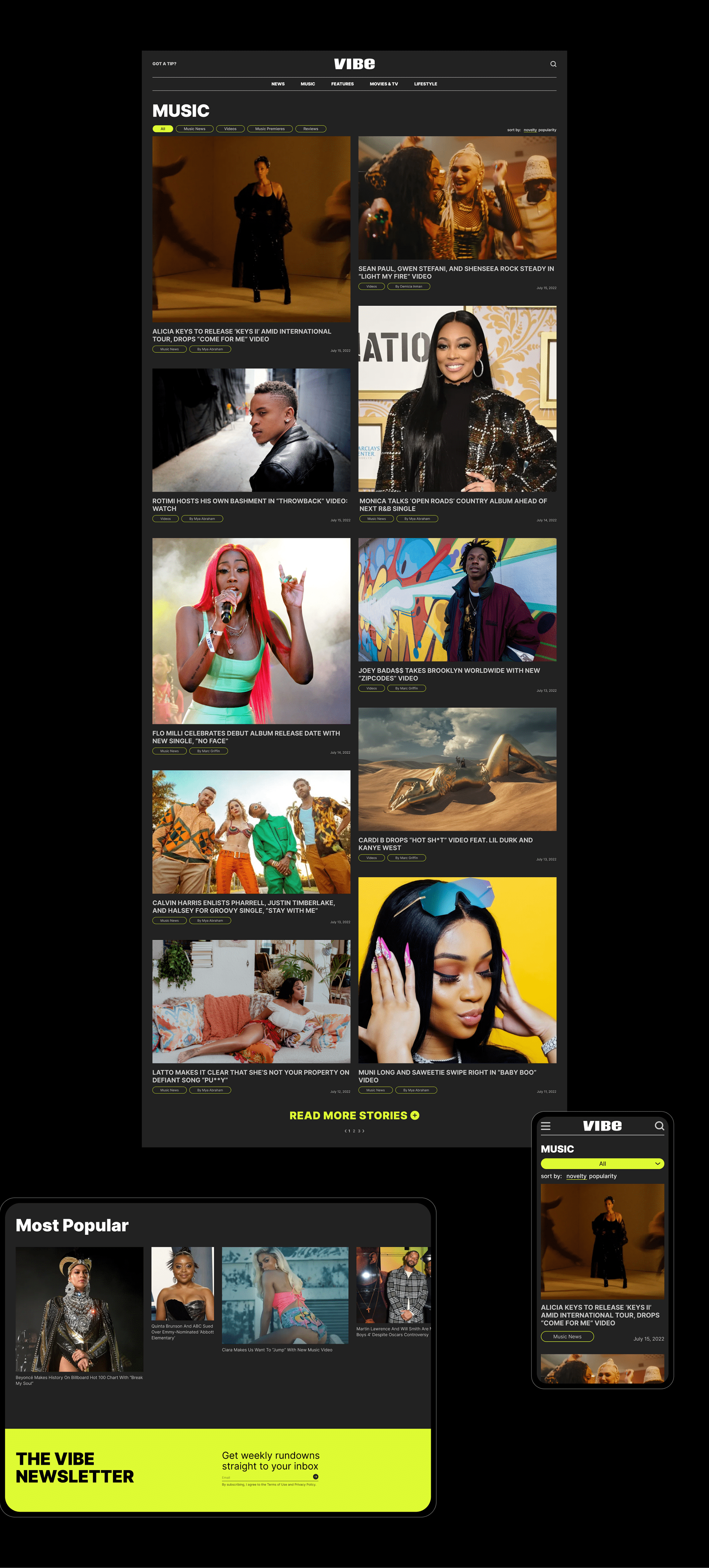 VIBE / News website redesign — Изображение №5 — Интерфейсы, Брендинг, Графика на Dprofile