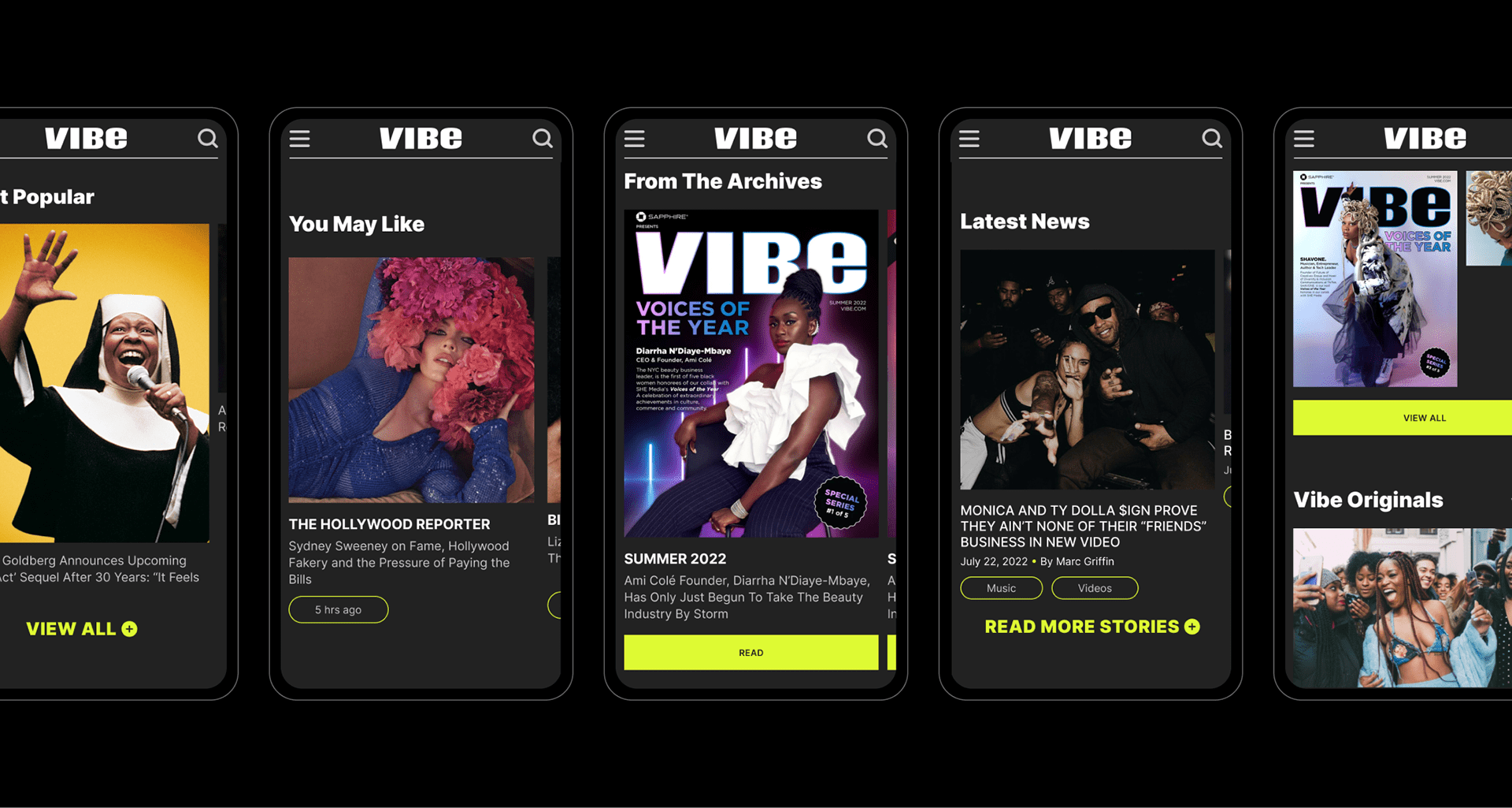 VIBE / News website redesign — Изображение №2 — Интерфейсы, Брендинг, Графика на Dprofile