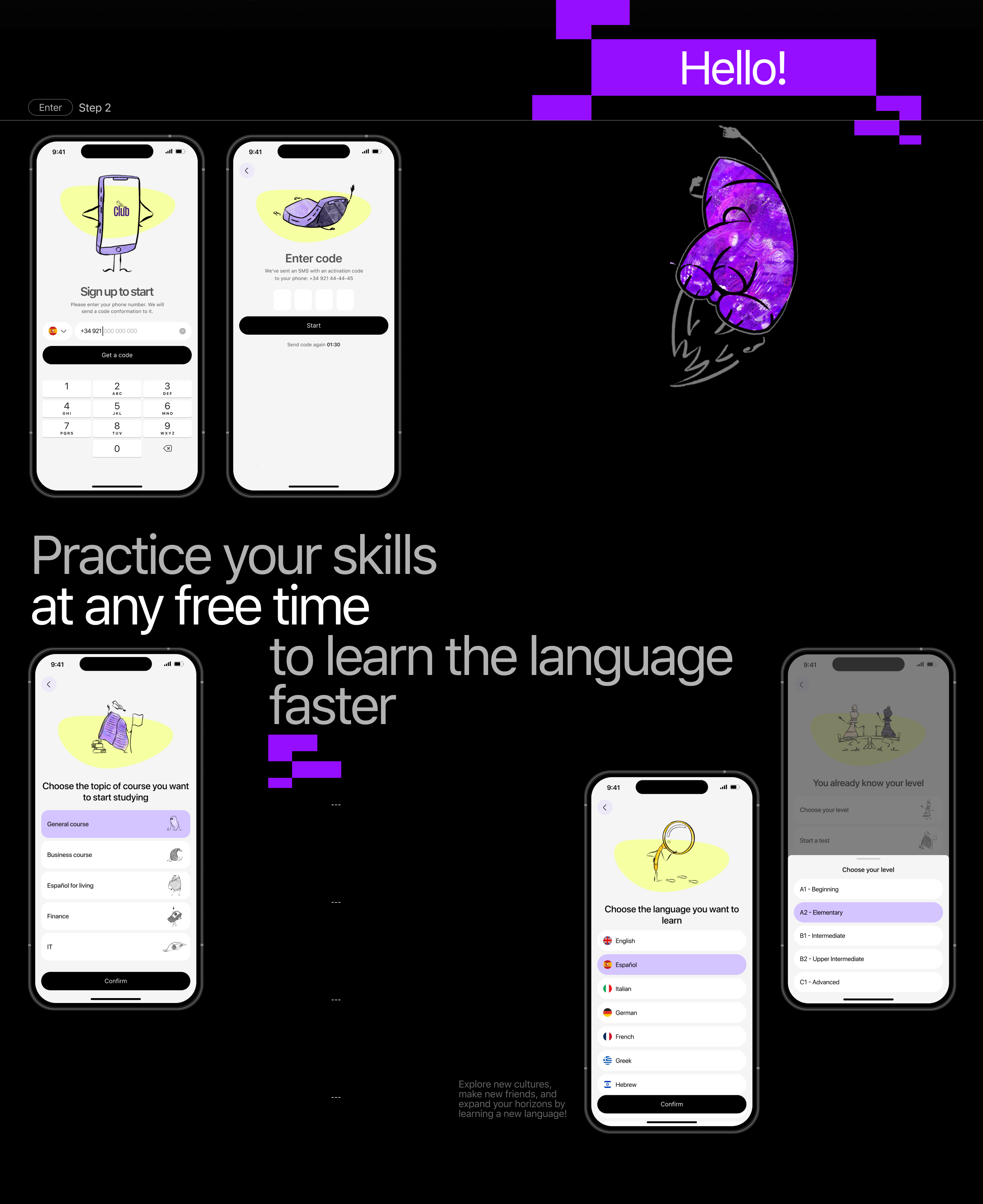 CLUB - learning foreign languages — Изображение №6 — Интерфейсы на Dprofile