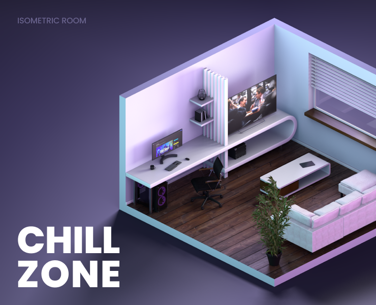 3D Isometric Room — Chill Zone на Dprofile