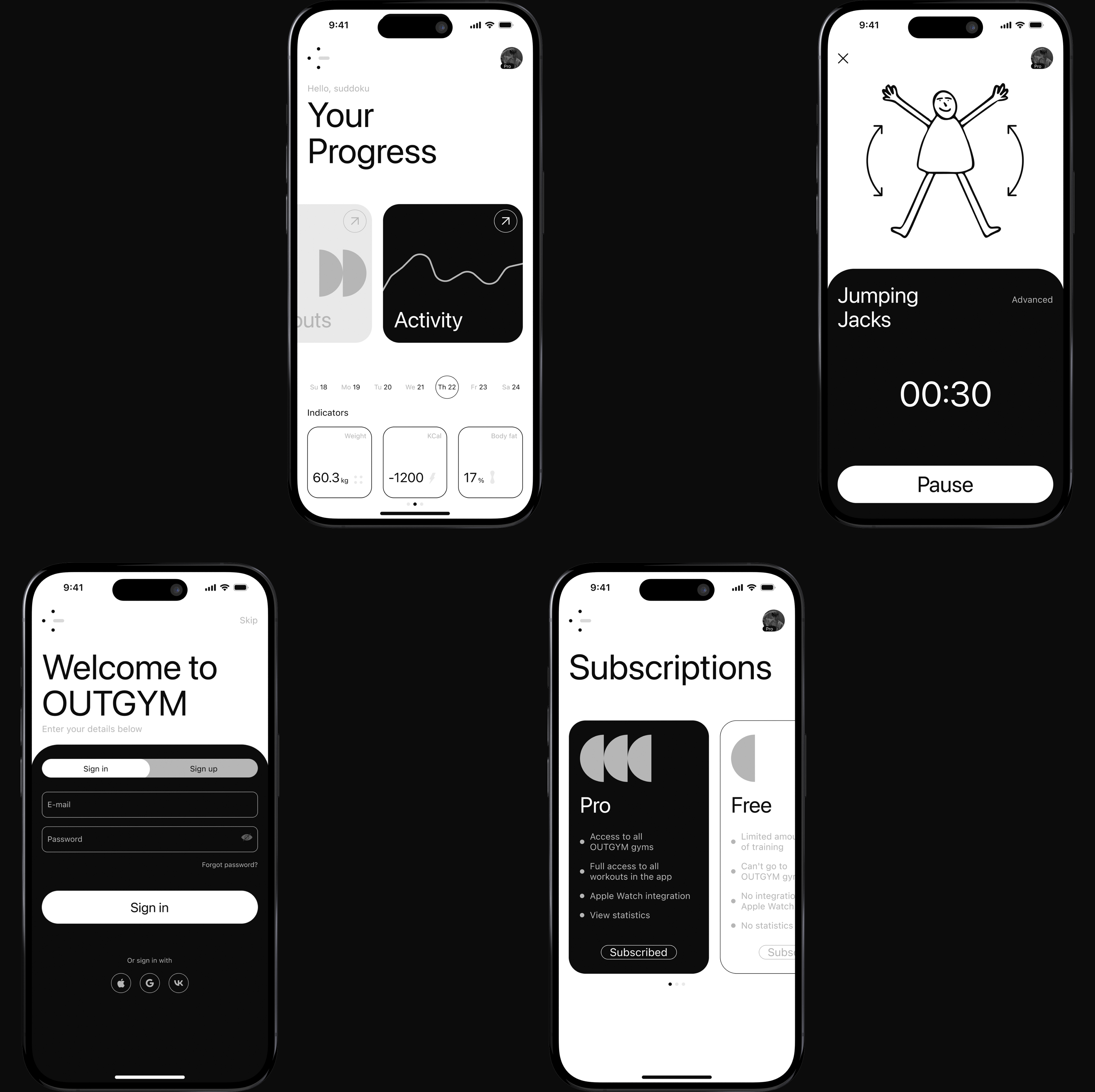 OUTGYM — Изображение №3 — Интерфейсы, Анимация на Dprofile