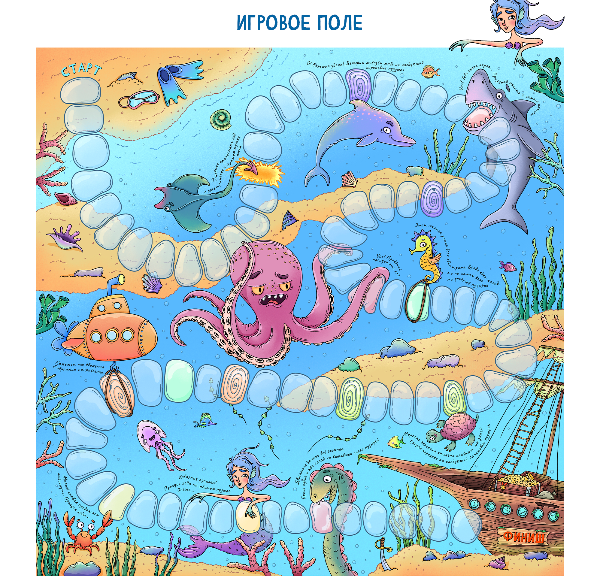 Настольная игра «Морская ходилка. Полное погружение» — Изображение №11 — Иллюстрация на Dprofile