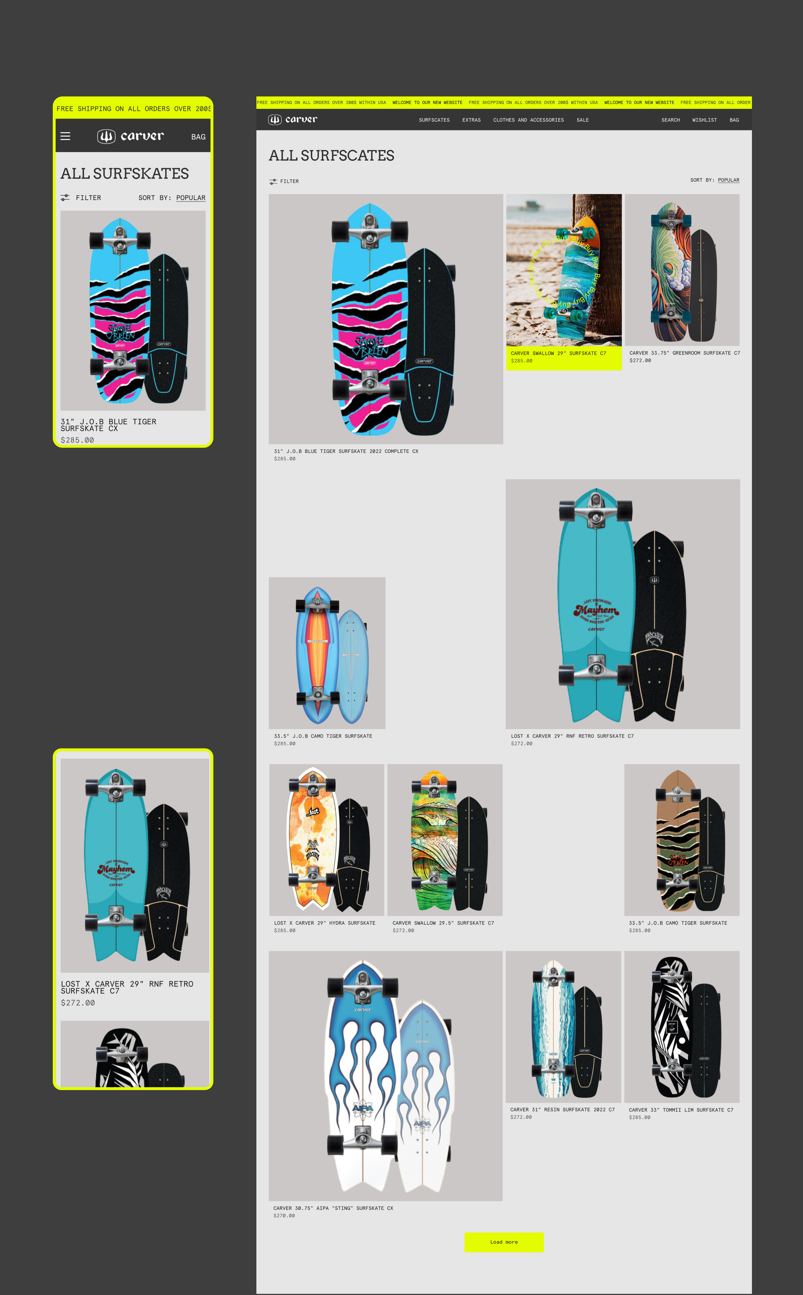 CARVER skateboards / E-commerce website redesign — Изображение №5 — Интерфейсы, Брендинг на Dprofile