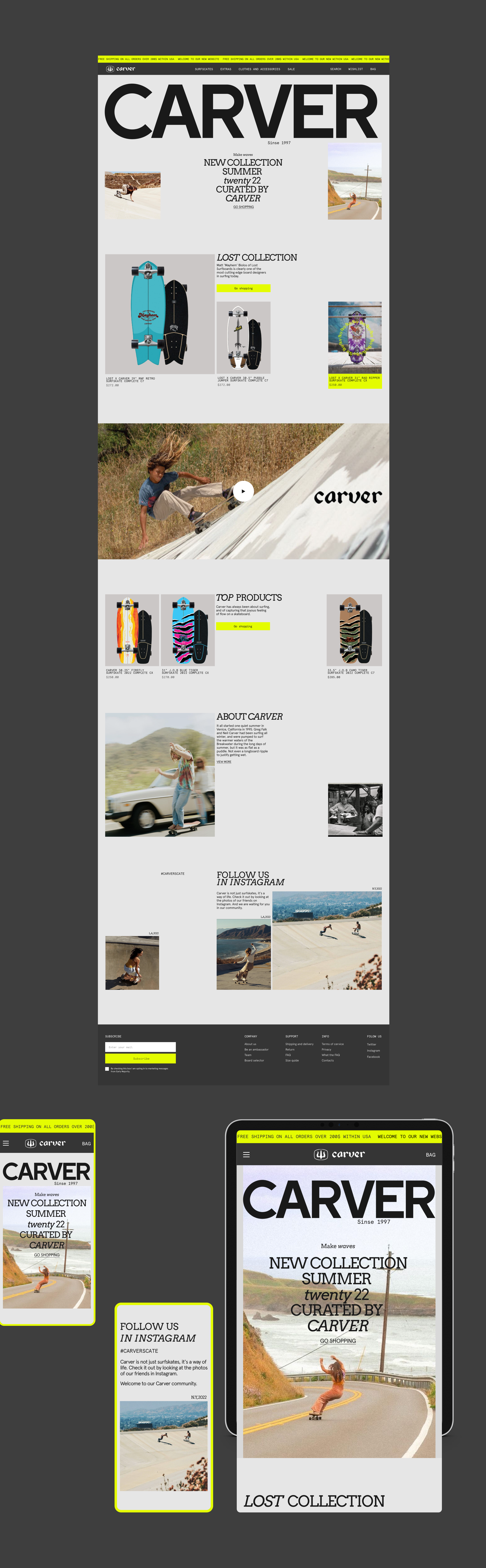 CARVER skateboards / E-commerce website redesign — Изображение №3 — Интерфейсы, Брендинг на Dprofile