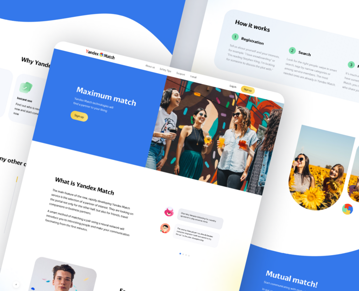Landing Page Yandex Match! — Интерфейсы на Dprofile