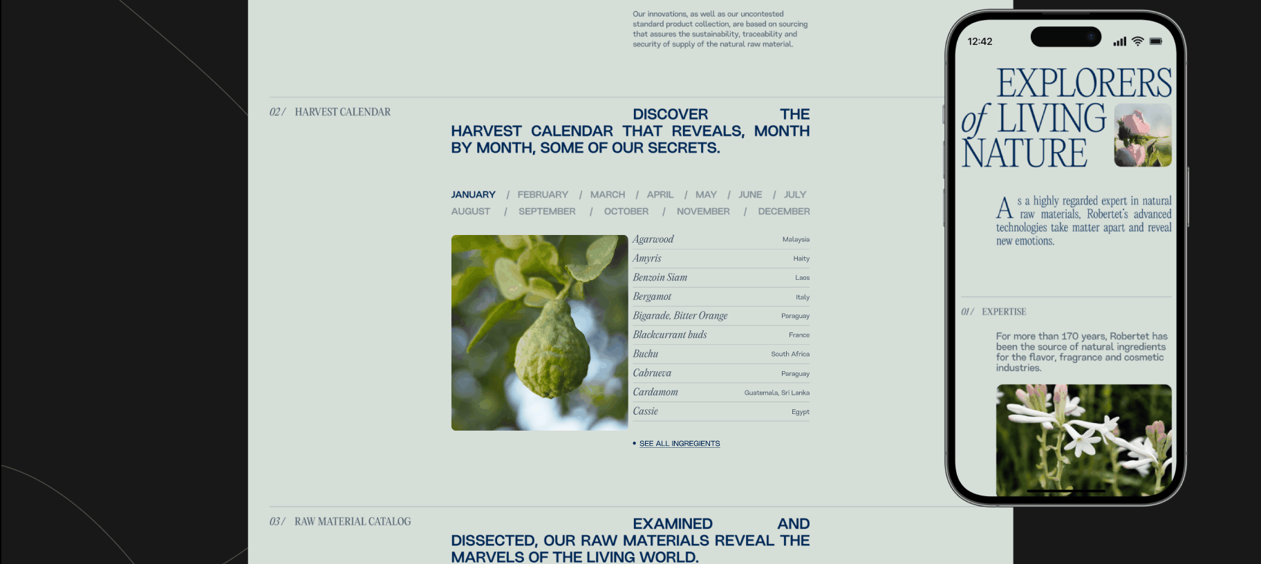 The Robertet Groupe | Corporate Website Redesign — Изображение №4 — Интерфейсы на Dprofile