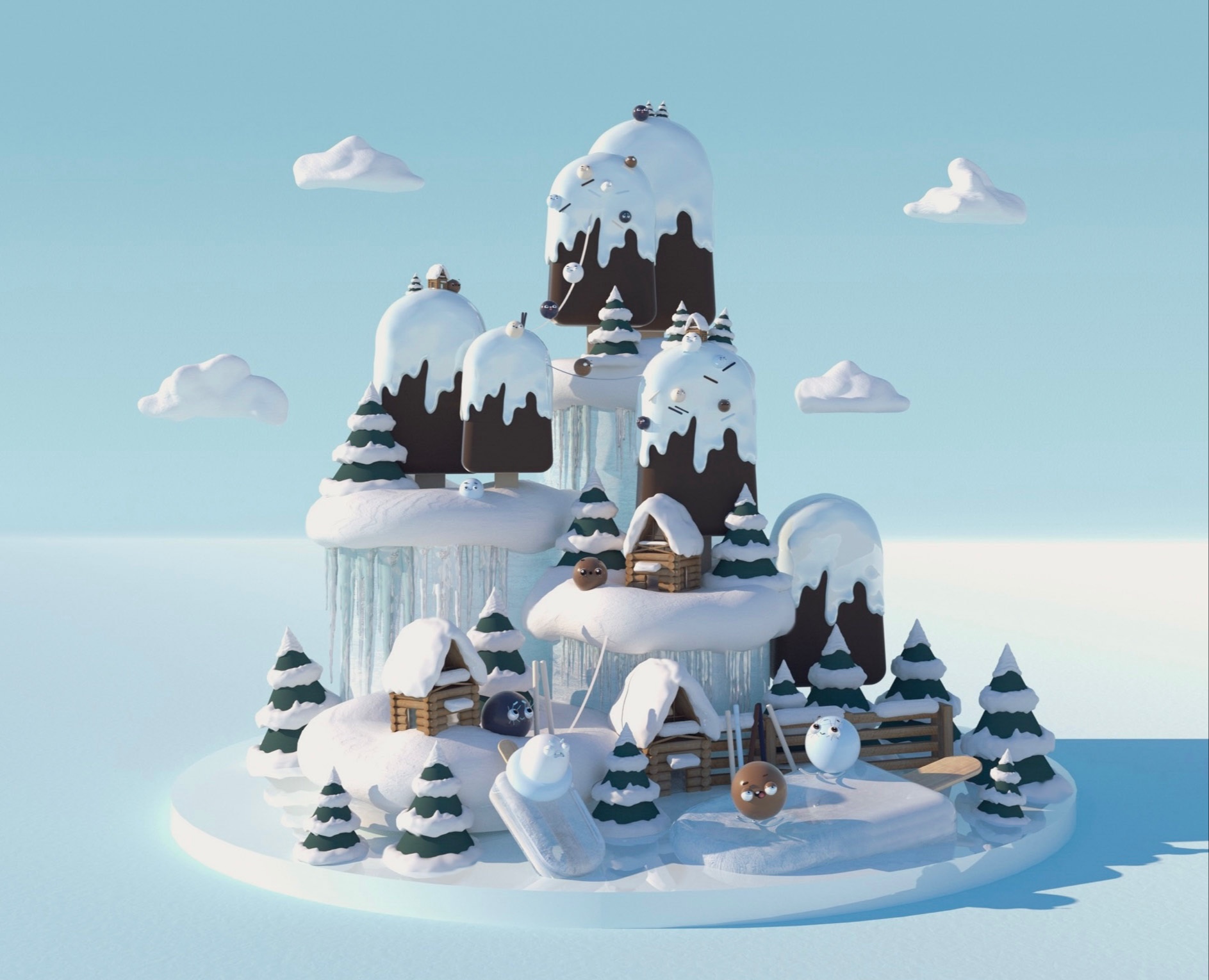 Ice Dream. Детский горнолыжный курорт — Брендинг, Иллюстрация на Dprofile