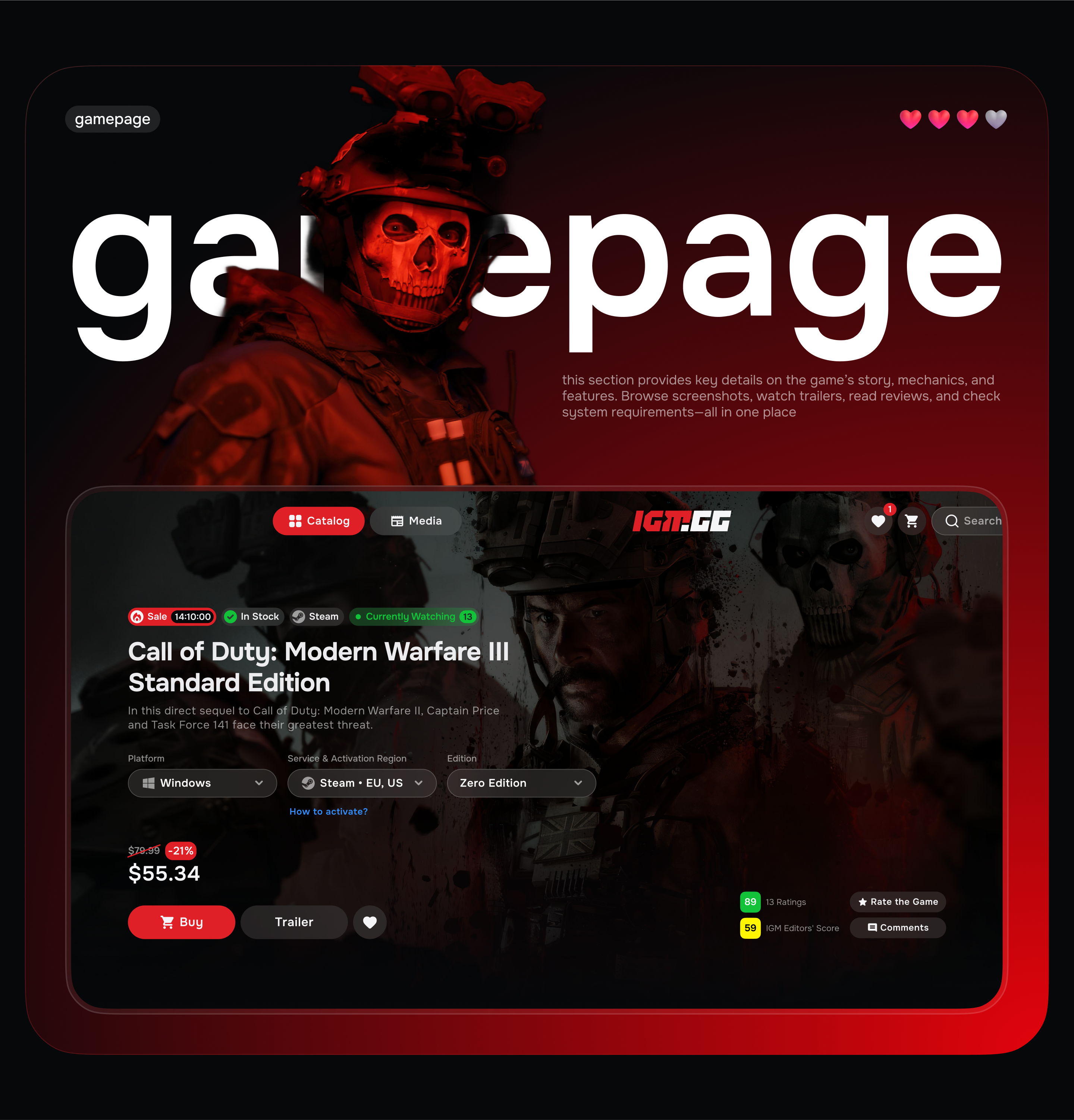 IGM.GG - Магазин видеоигр — Изображение №4 — Интерфейсы на Dprofile