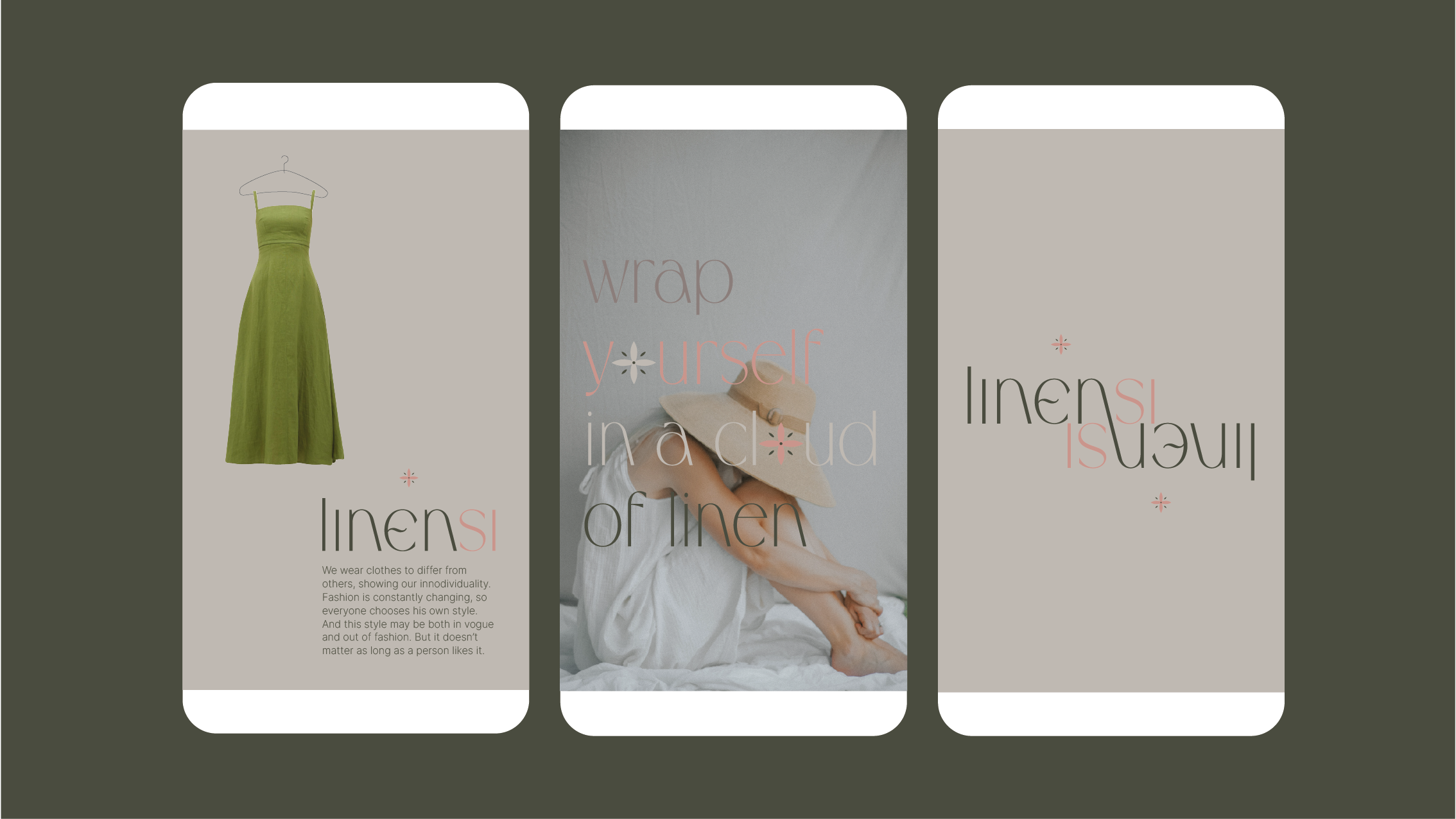 LINENSI | BRAND IDENTITY | ФИРМЕННЫЙ СТИЛЬ | LINEN CLOTHES — Изображение №6 — Брендинг на Dprofile