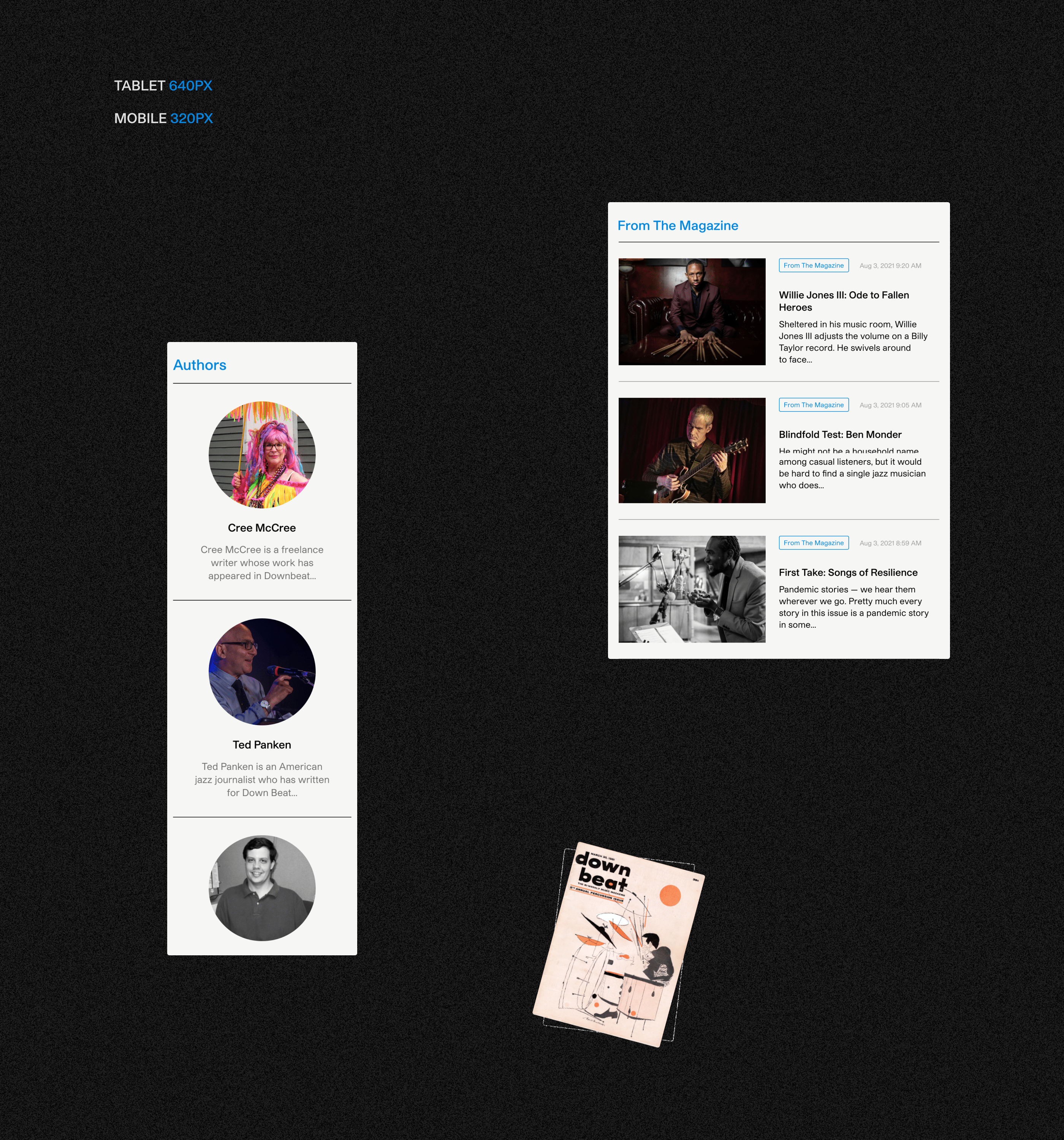 DOWNBEAT MUSIC MAGAZINE — Redesign concept — Изображение №9 — Интерфейсы, Брендинг, Анимация на Dprofile