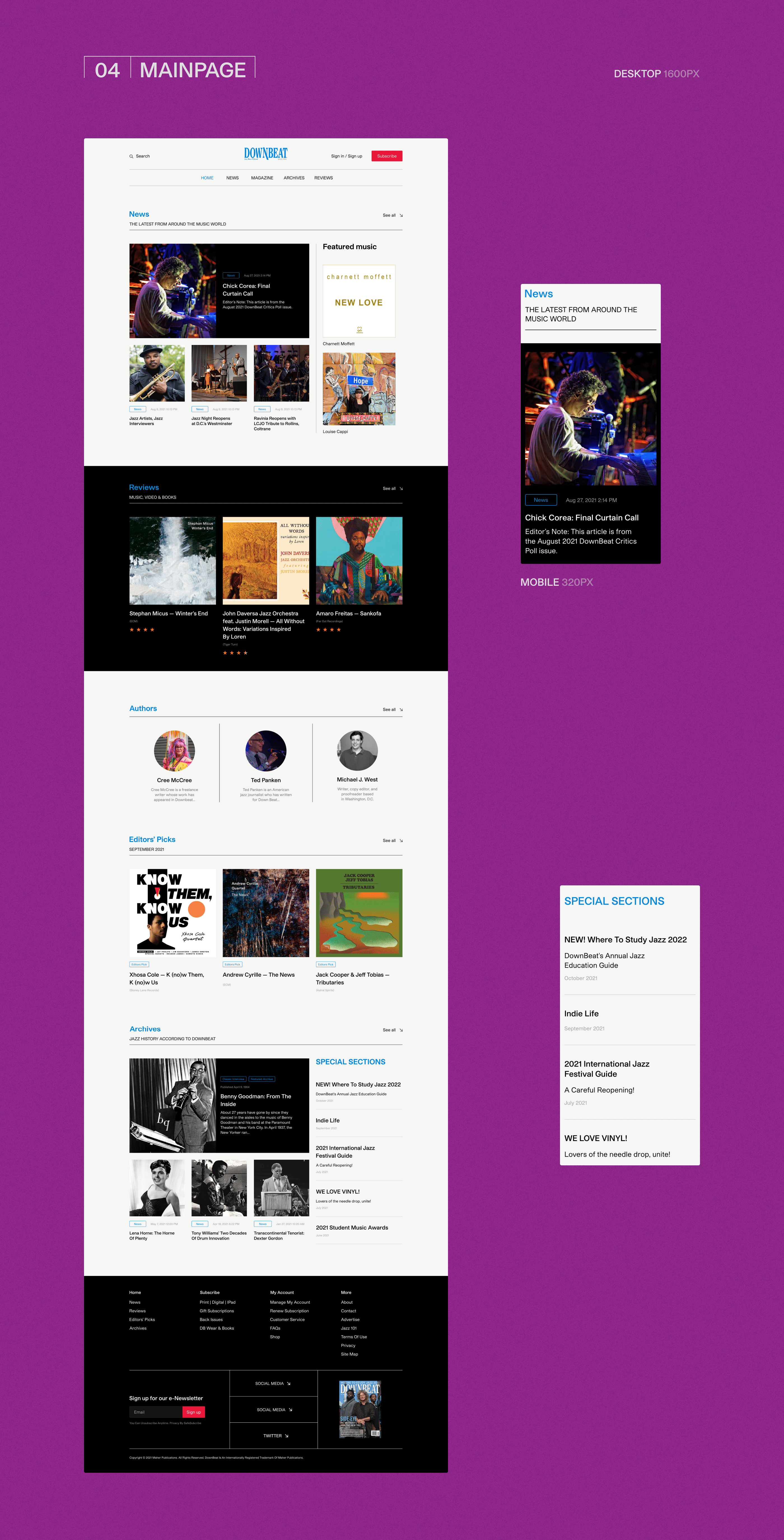 DOWNBEAT MUSIC MAGAZINE — Redesign concept — Изображение №5 — Интерфейсы, Брендинг, Анимация на Dprofile
