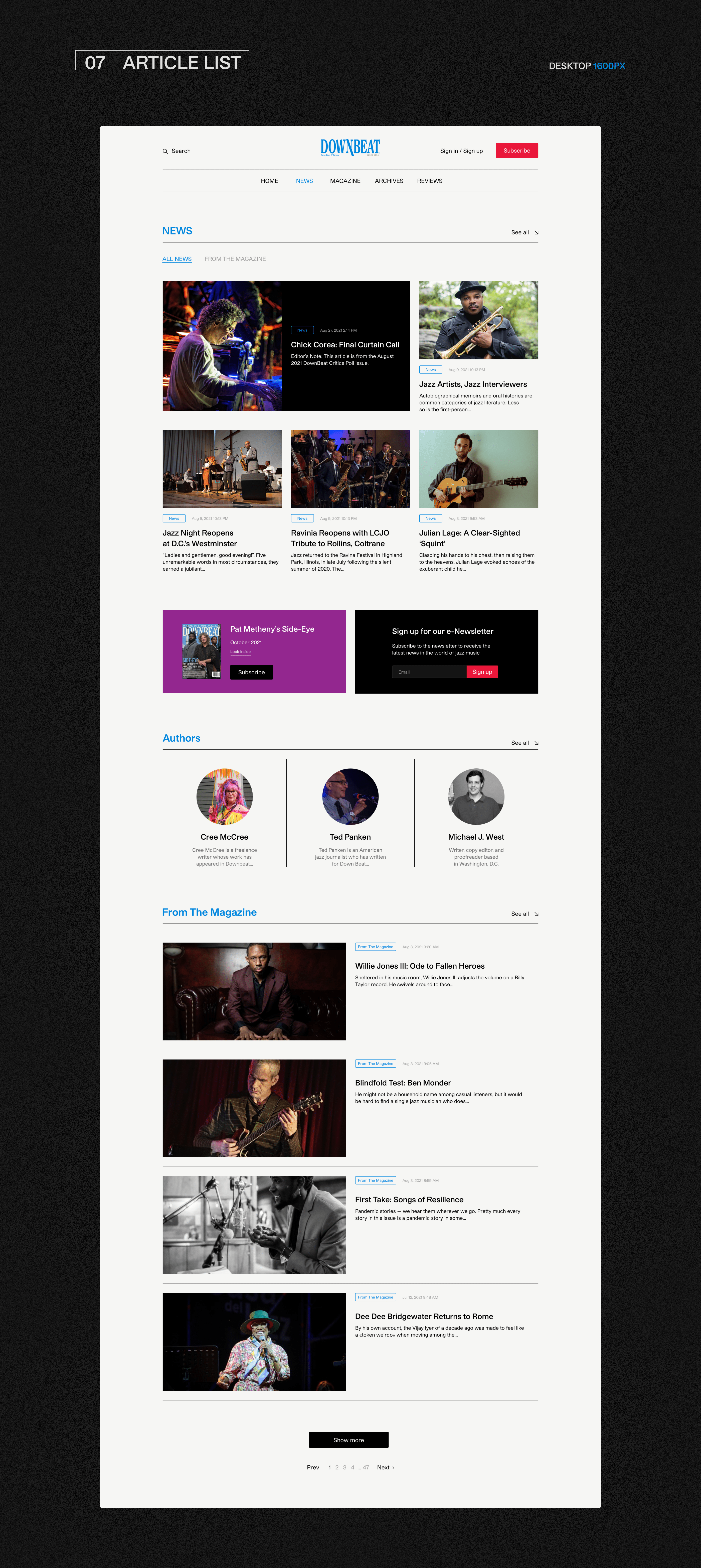 DOWNBEAT MUSIC MAGAZINE — Redesign concept — Изображение №8 — Интерфейсы, Брендинг, Анимация на Dprofile