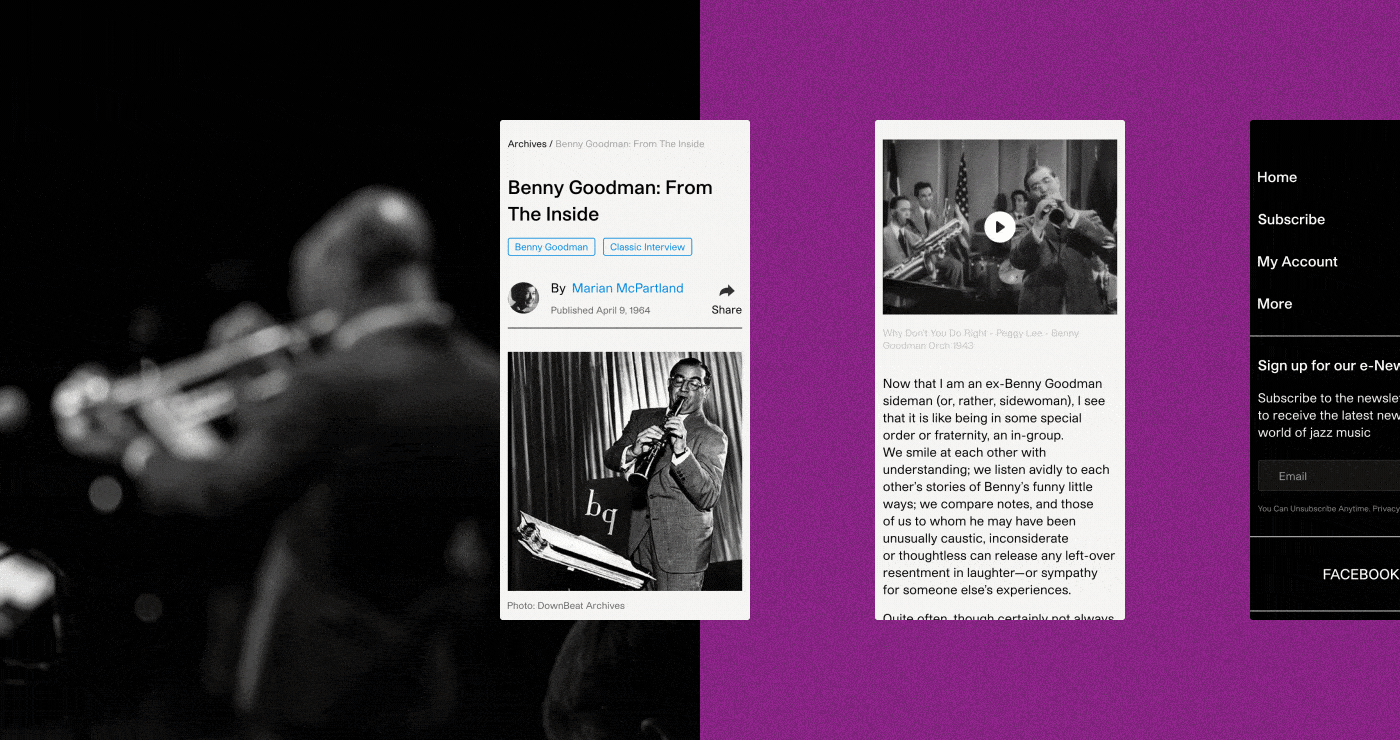 DOWNBEAT MUSIC MAGAZINE — Redesign concept — Изображение №14 — Интерфейсы, Брендинг, Анимация на Dprofile