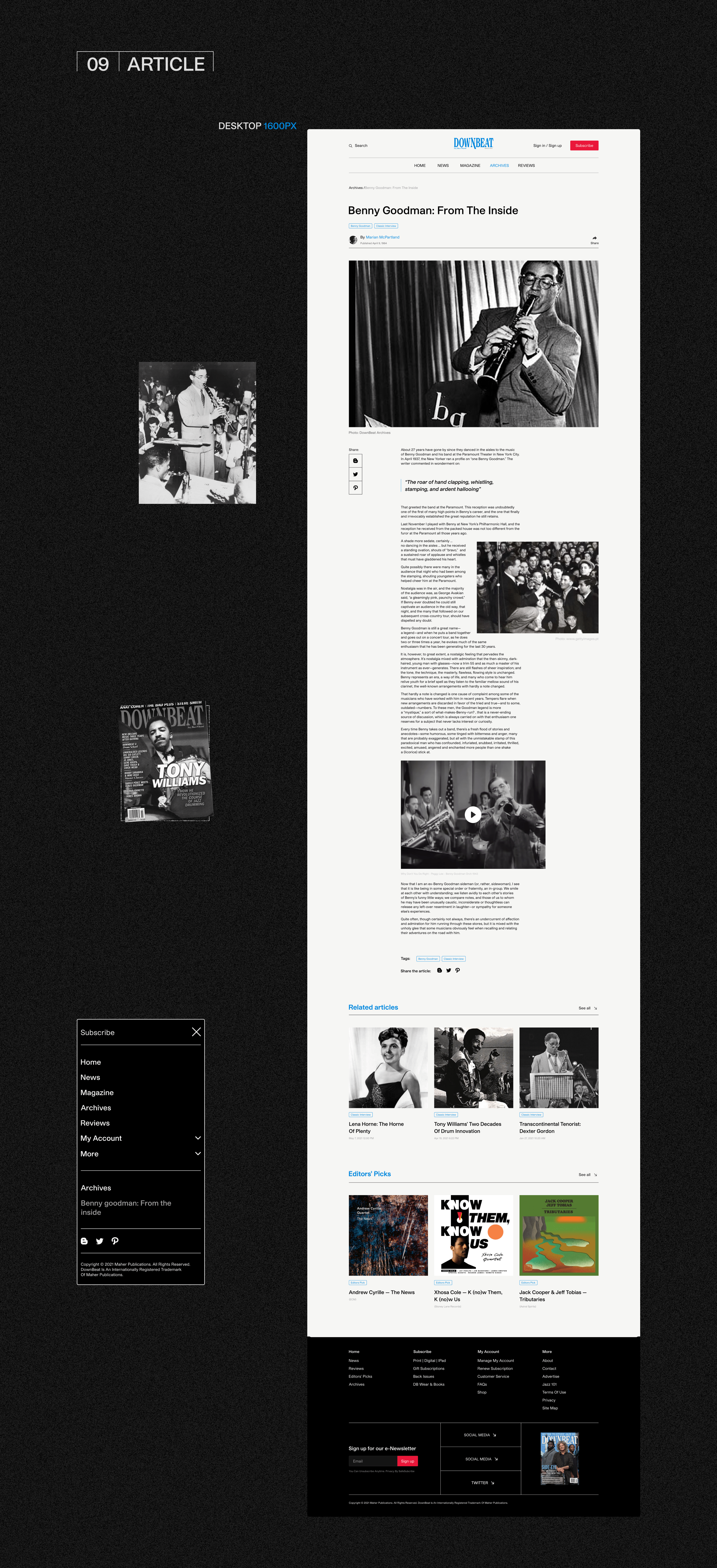 DOWNBEAT MUSIC MAGAZINE — Redesign concept — Изображение №12 — Интерфейсы, Брендинг, Анимация на Dprofile