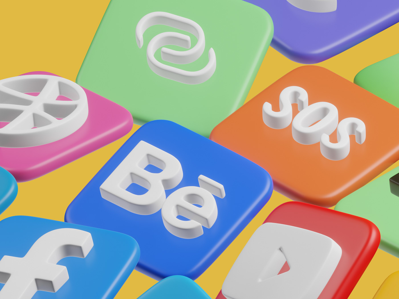 3D icons. Иконки социальных сетей. — Изображение №4 — 3D, Анимация на Dprofile