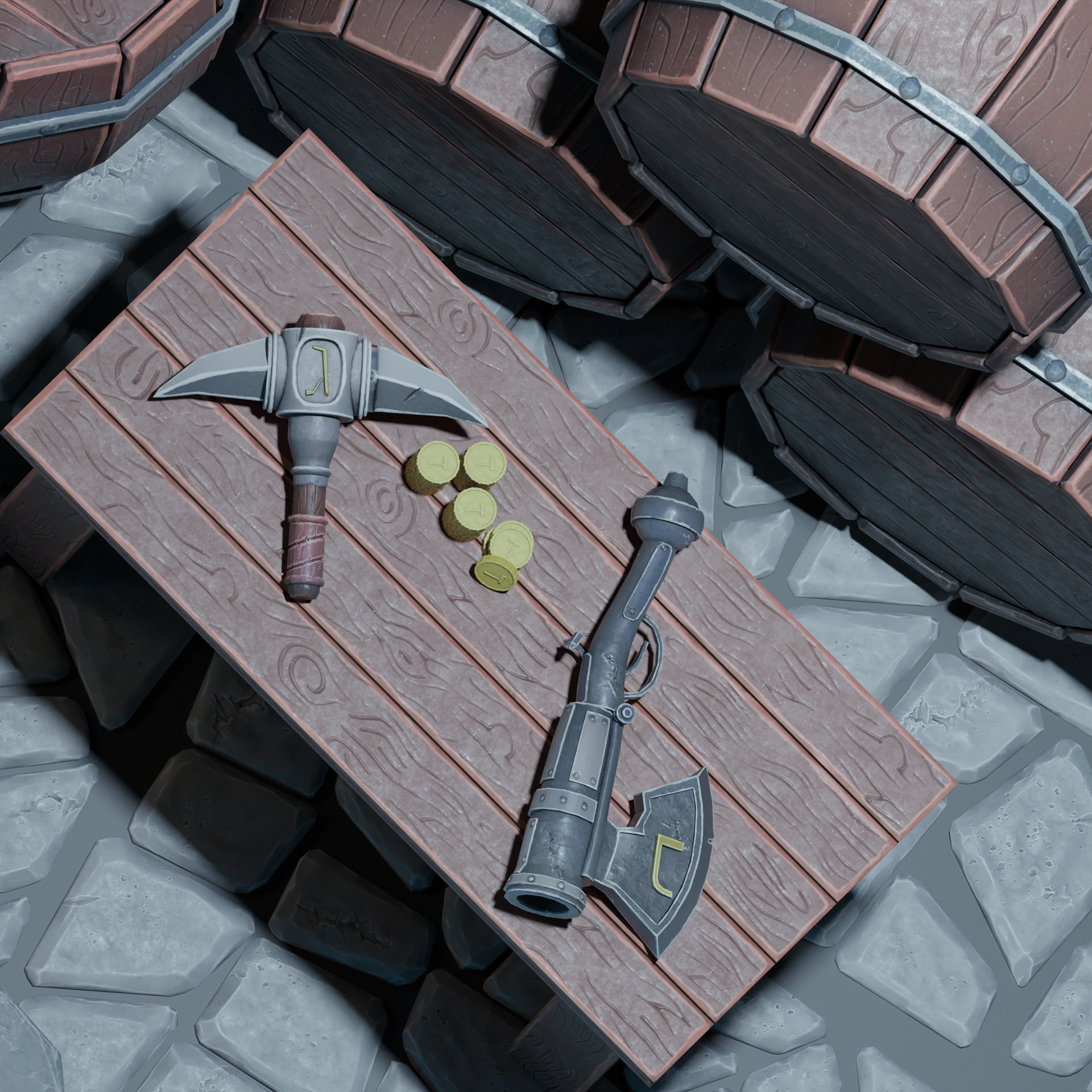 3D Lowpoly props for Dwarves. Пропсы для жилища гномов — Изображение №4 — Иллюстрация, 3D на Dprofile