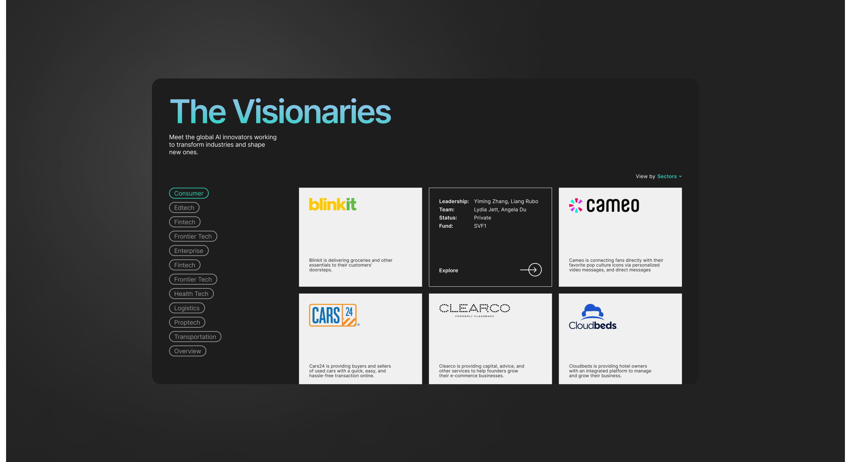 SoftBank Vision Fund — corporate website — Изображение №6 — Интерфейсы на Dprofile