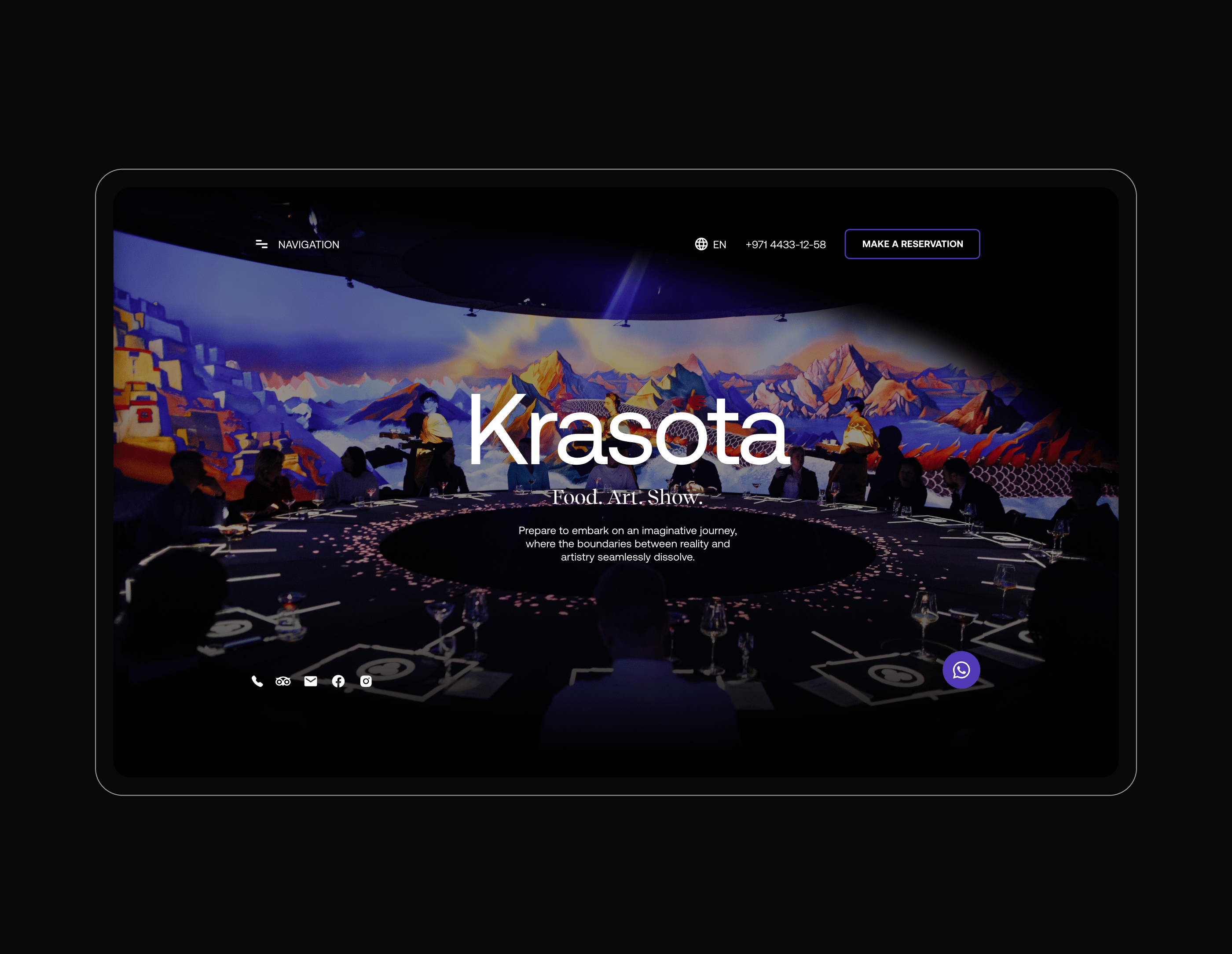 KRASOTA — landing for restaurant — Изображение №2 — Интерфейсы на Dprofile