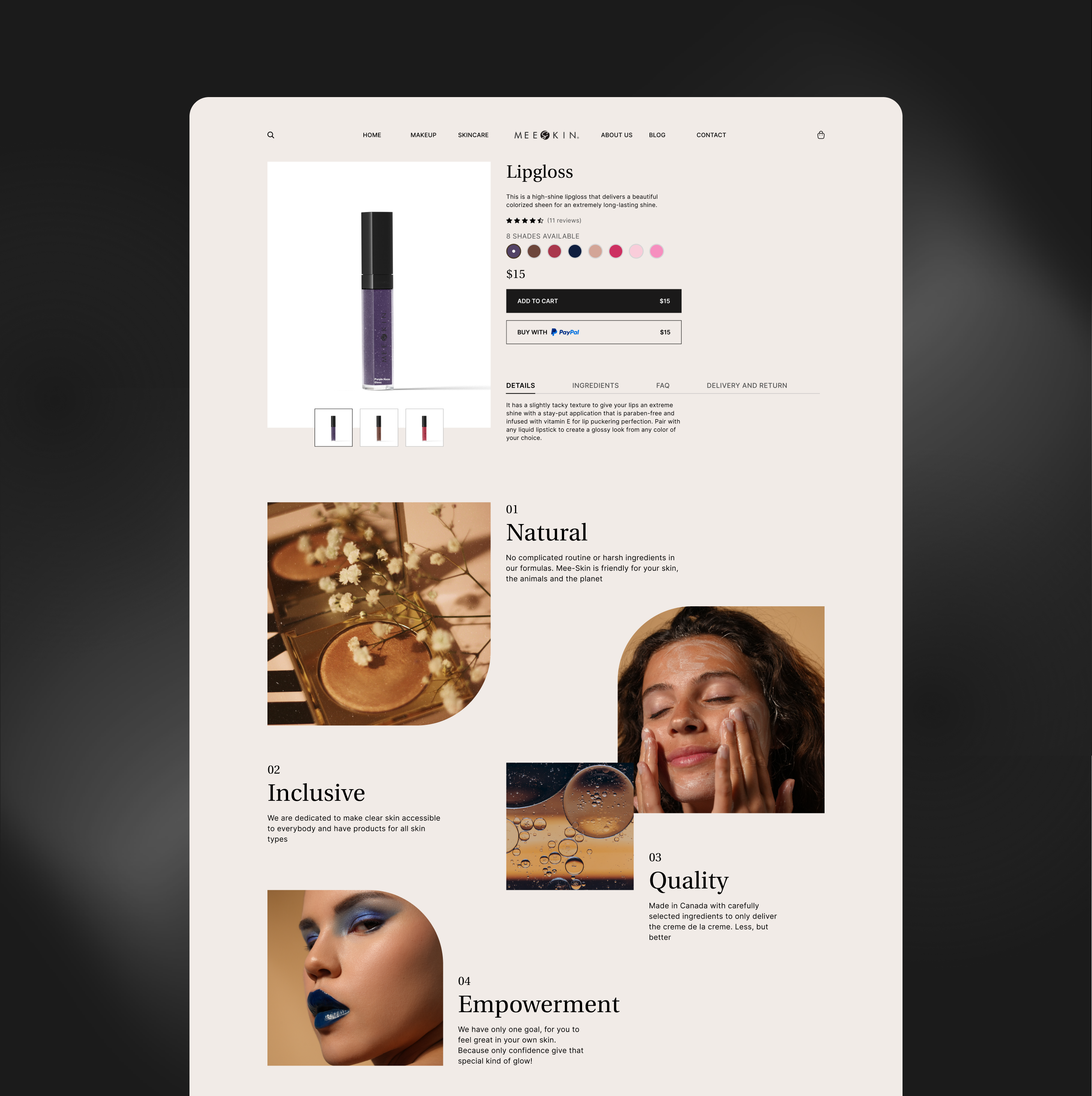 mee-skin — интернет-магазин бренда из Канады — Изображение №6 — Интерфейсы, Маркетинг на Dprofile