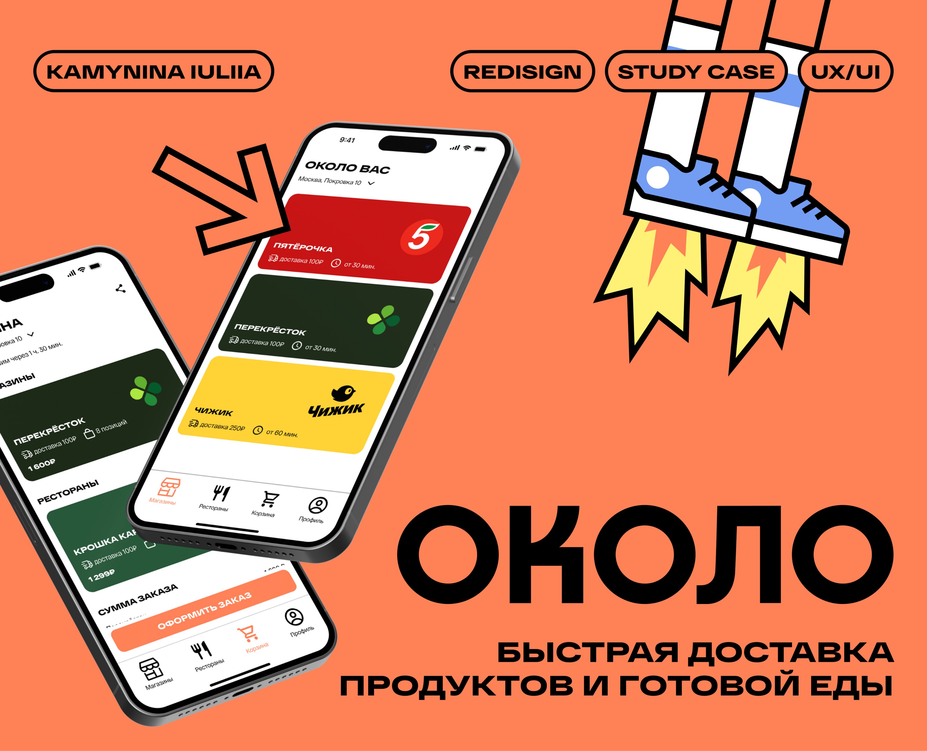 Около. Приложение для доставки продуктов и готовой еды на Dprofile