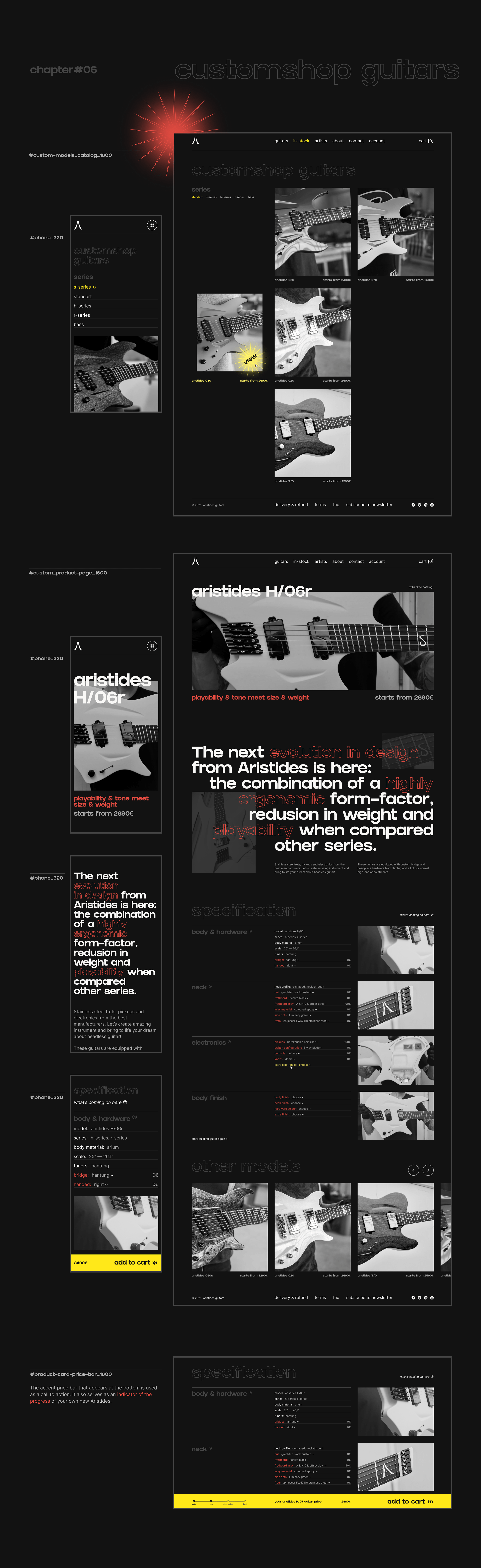 Aristides Guitars E-Commerce — Изображение №9 — Интерфейсы, Анимация на Dprofile