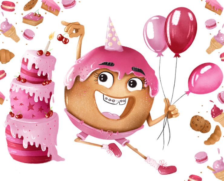 Бренд персонаж для пекарни "Karl's Donuts" — Брендинг, Иллюстрация на Dprofile
