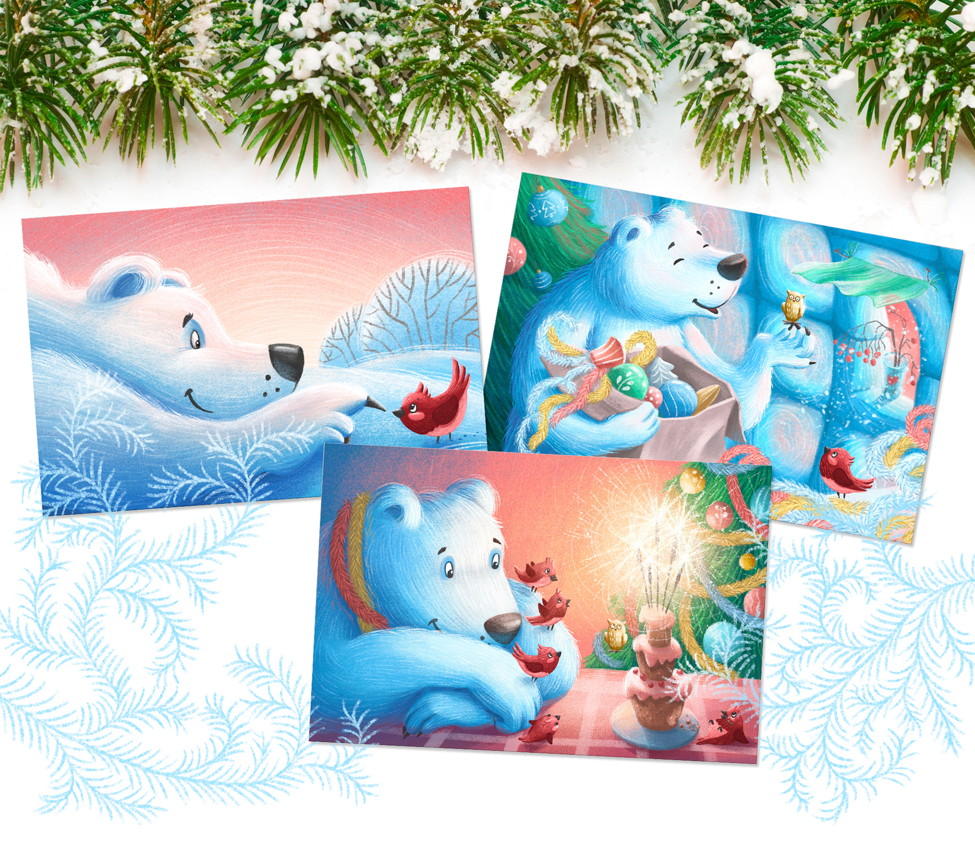 Новогодние истории про Медведя и Птичку — Изображение №1 — Иллюстрация, Анимация на Dprofile