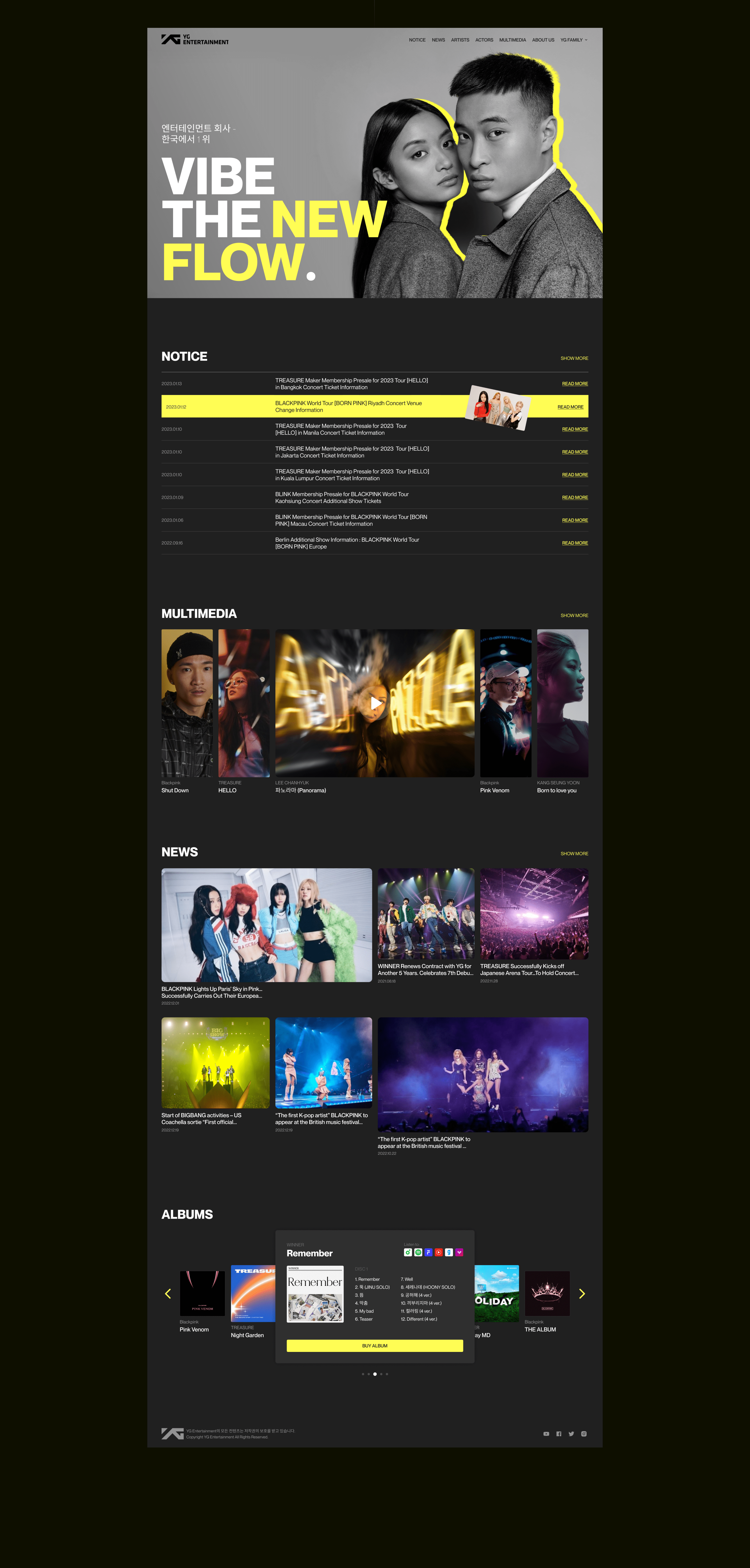 YG Intertainment – design concept of corporate website — Изображение №3 — Интерфейсы на Dprofile