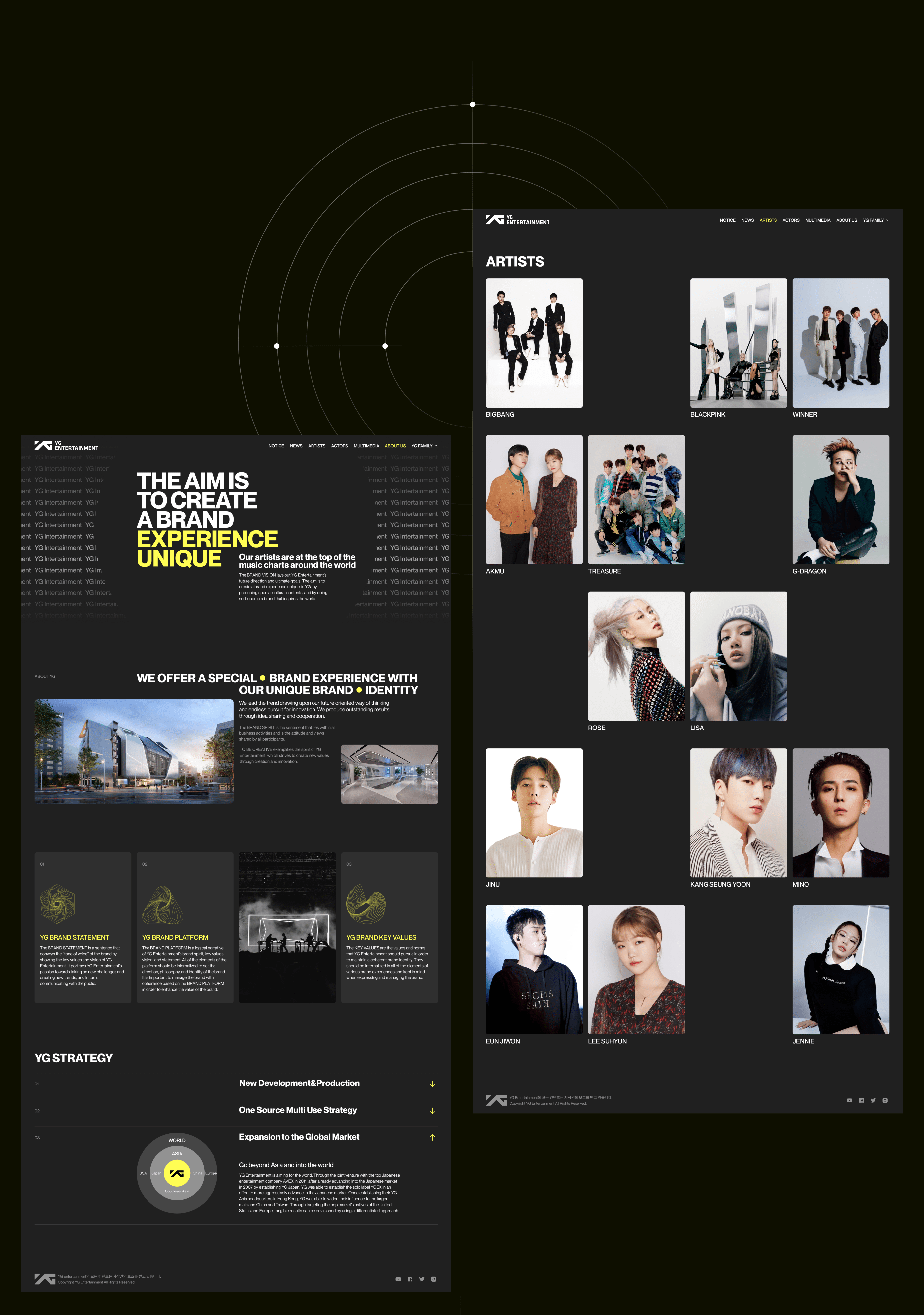 YG Intertainment – design concept of corporate website — Изображение №6 — Интерфейсы на Dprofile