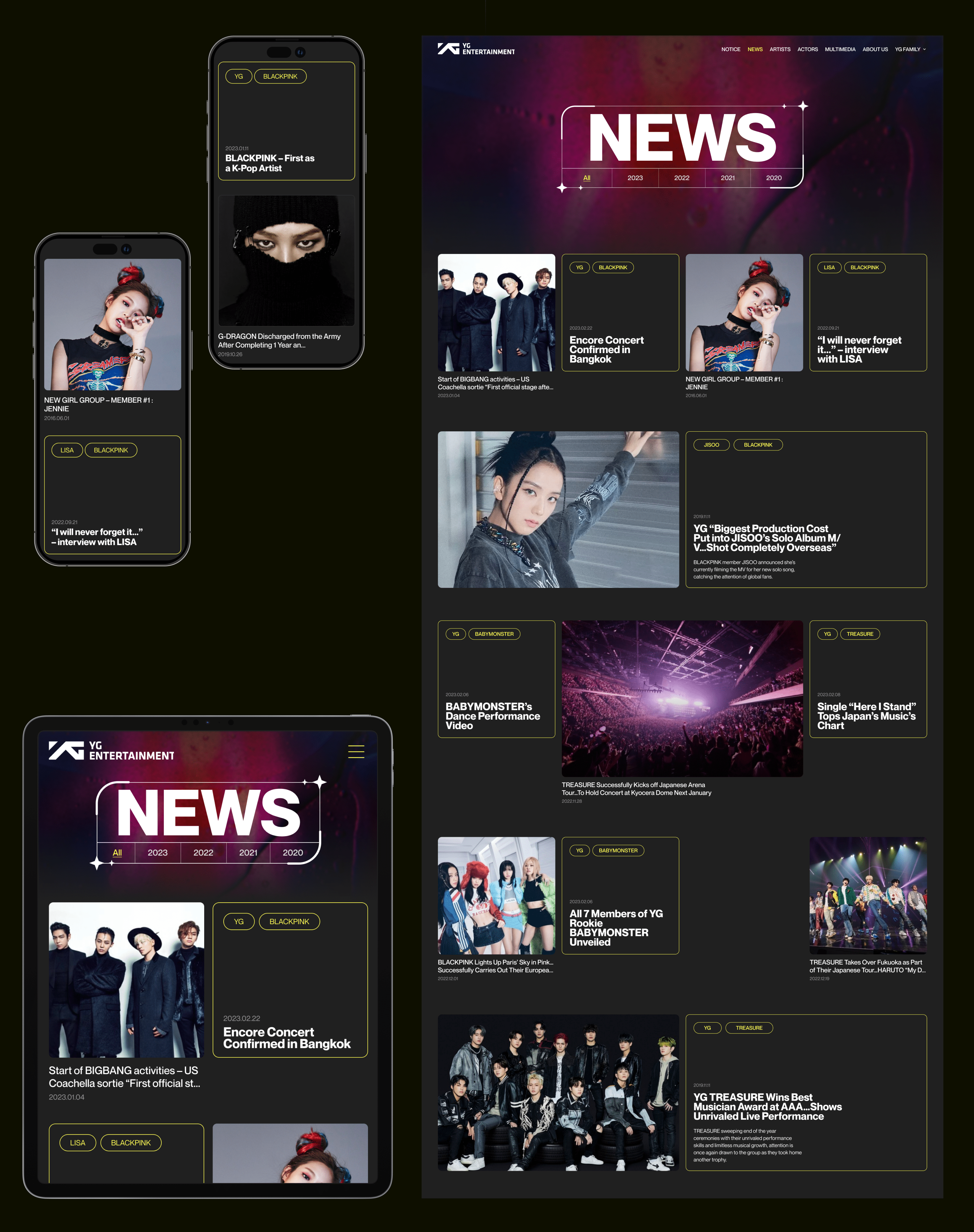 YG Intertainment – design concept of corporate website — Изображение №8 — Интерфейсы на Dprofile