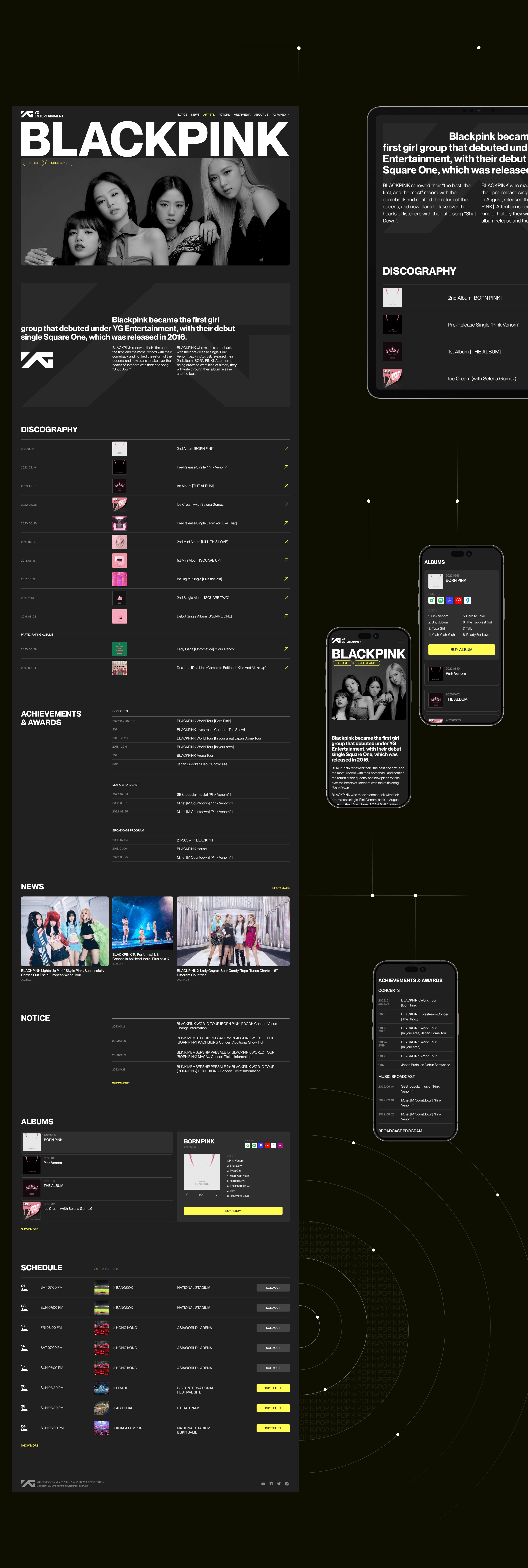 YG Intertainment – design concept of corporate website — Изображение №5 — Интерфейсы на Dprofile