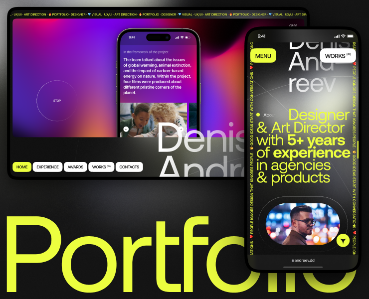 Andreev Denis — Portfolio 2.0 — Интерфейсы, Брендинг на Dprofile