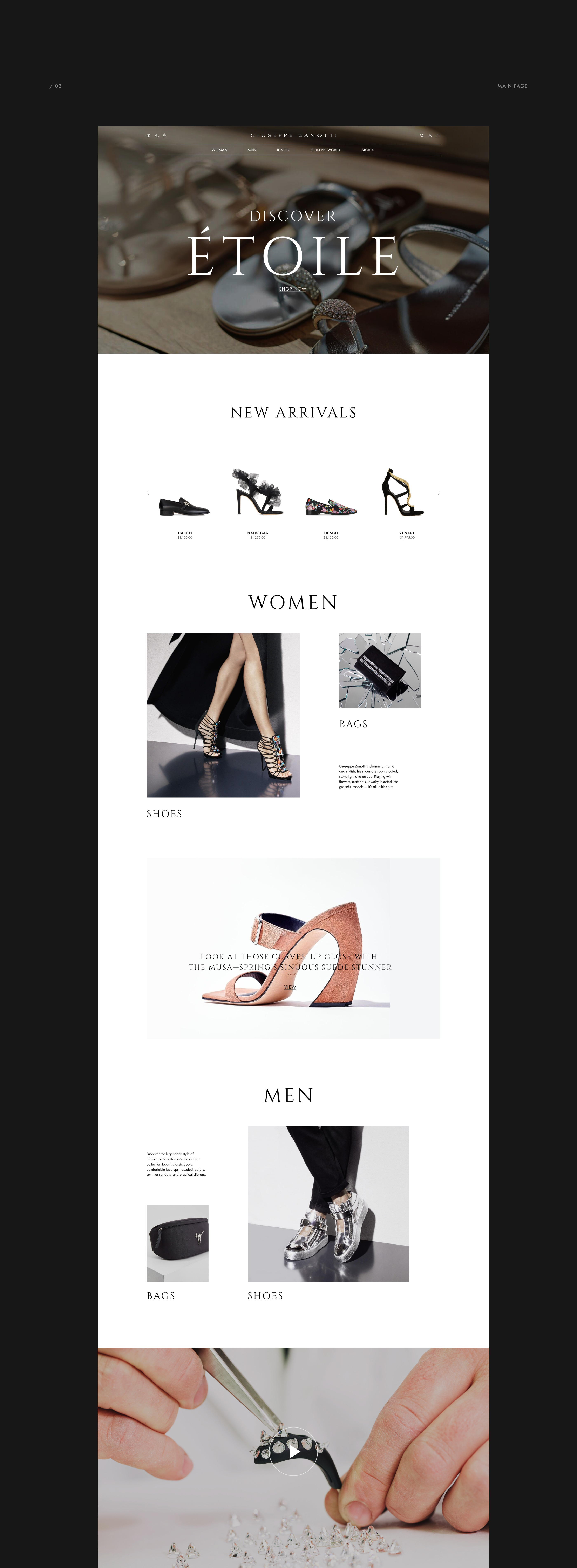 Redesign website Giuseppe Zanotti — Изображение №3 — Интерфейсы на Dprofile