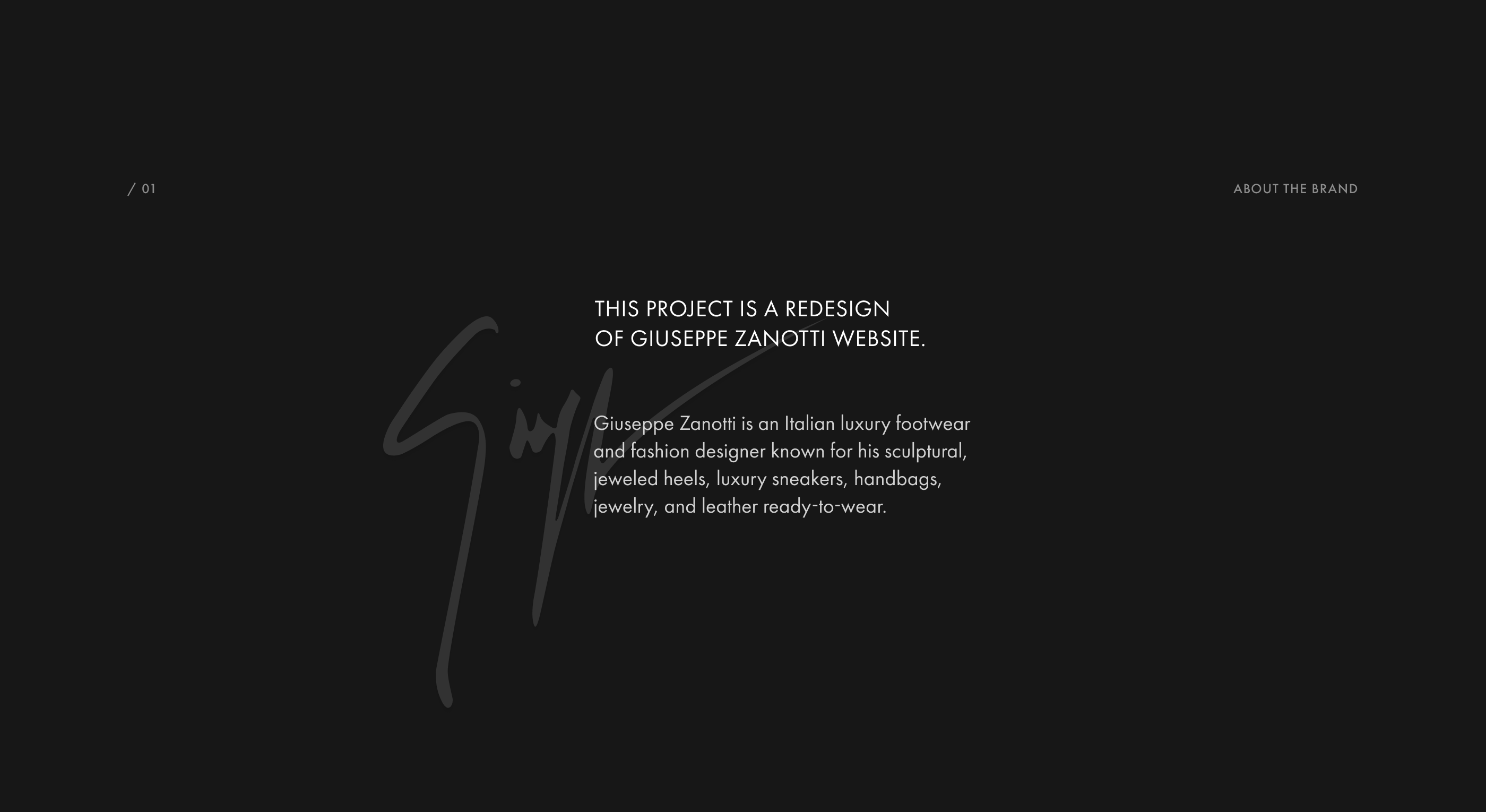 Redesign website Giuseppe Zanotti — Изображение №2 — Интерфейсы на Dprofile